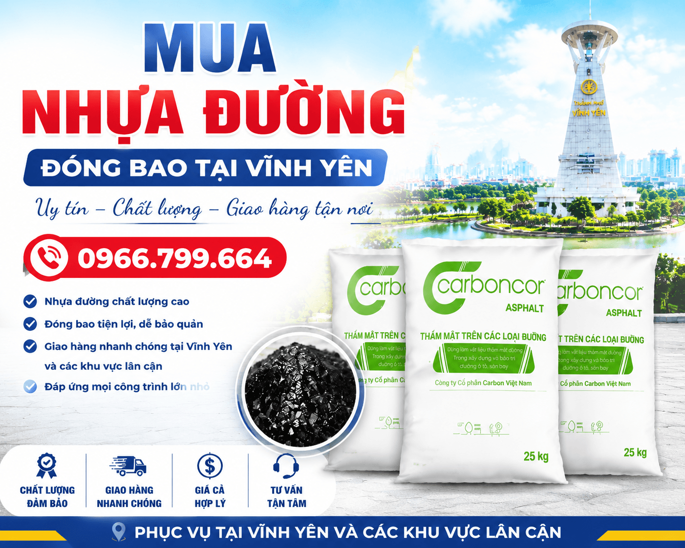 Mua Nhựa Đường Đóng Bao ở Tại Vĩnh Yên