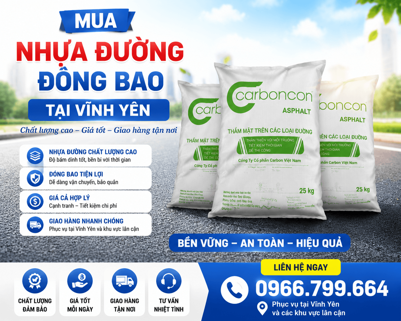 Mua Nhựa Đường Đóng Bao ở Vĩnh Yên