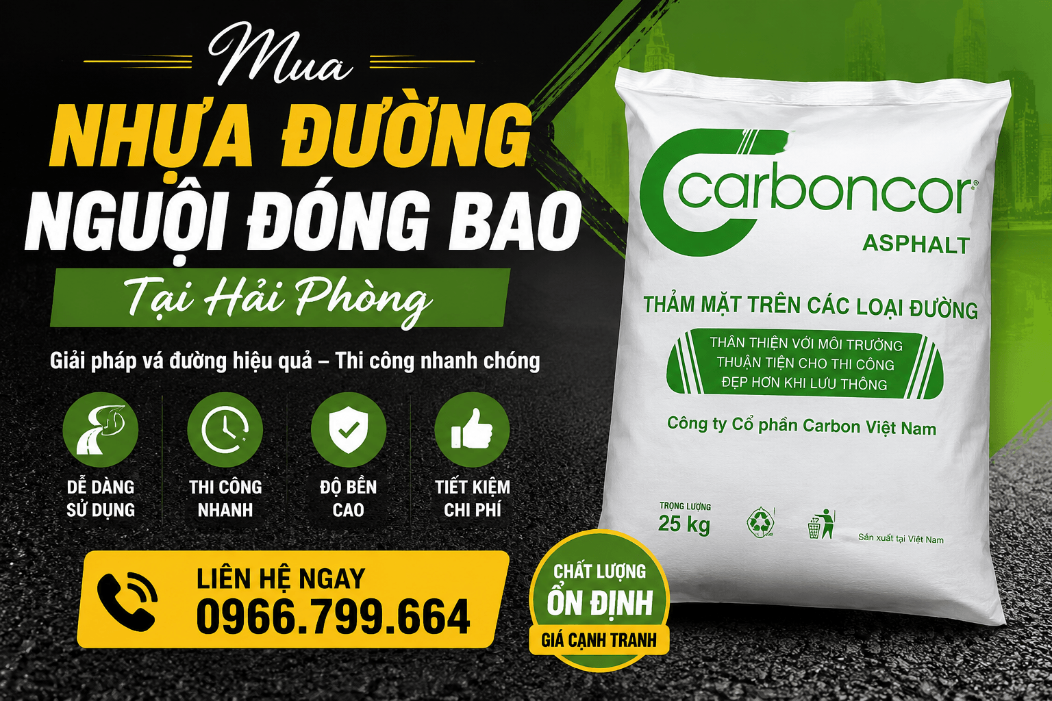 Mua Nhựa Đường Nguội Đóng Bao ở Tại Hải Phòng