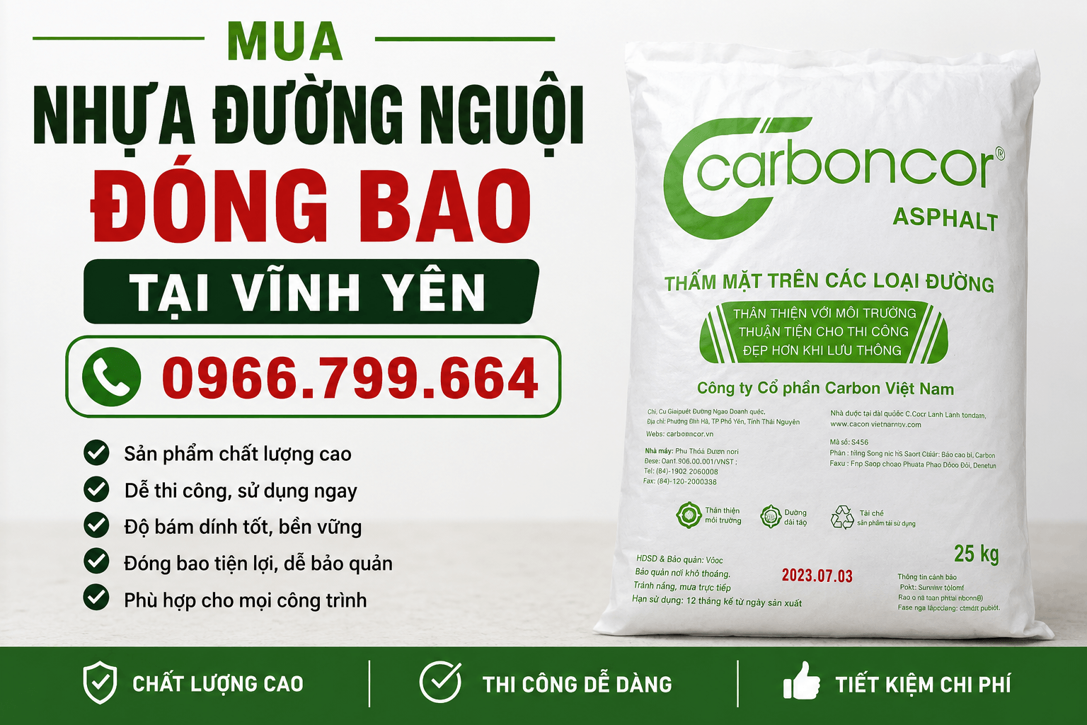 Mua Nhựa Đường Nguội Đóng Bao ở Tại Vĩnh Yên