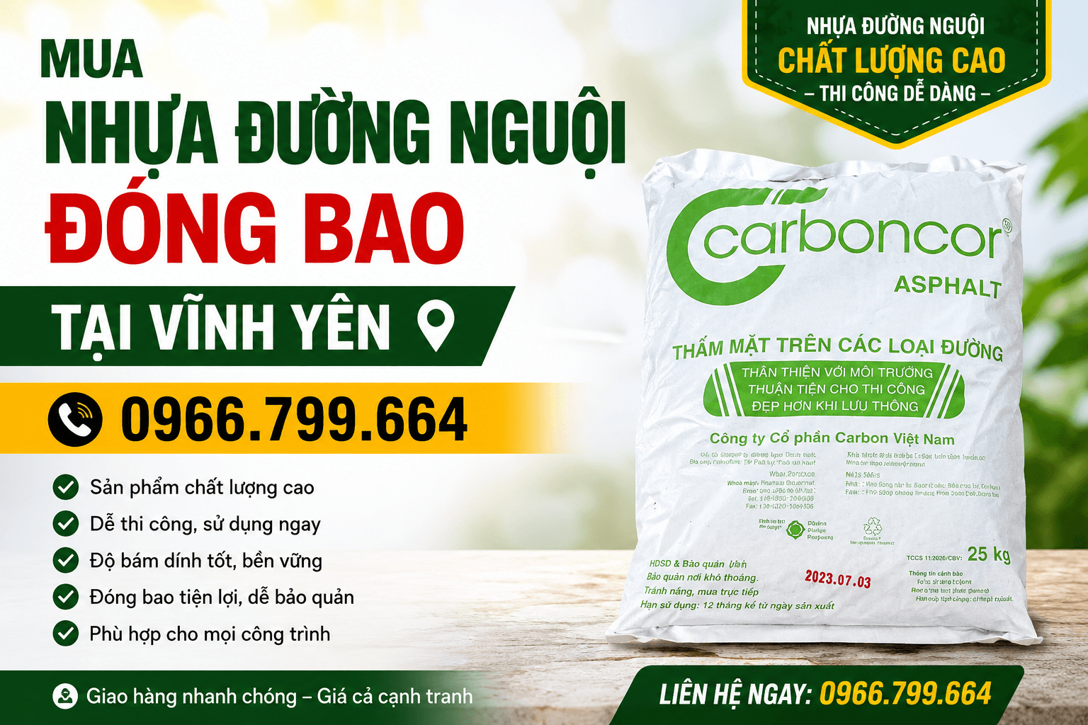 Mua Nhựa Đường Nguội Đóng Bao ở Vĩnh Yên