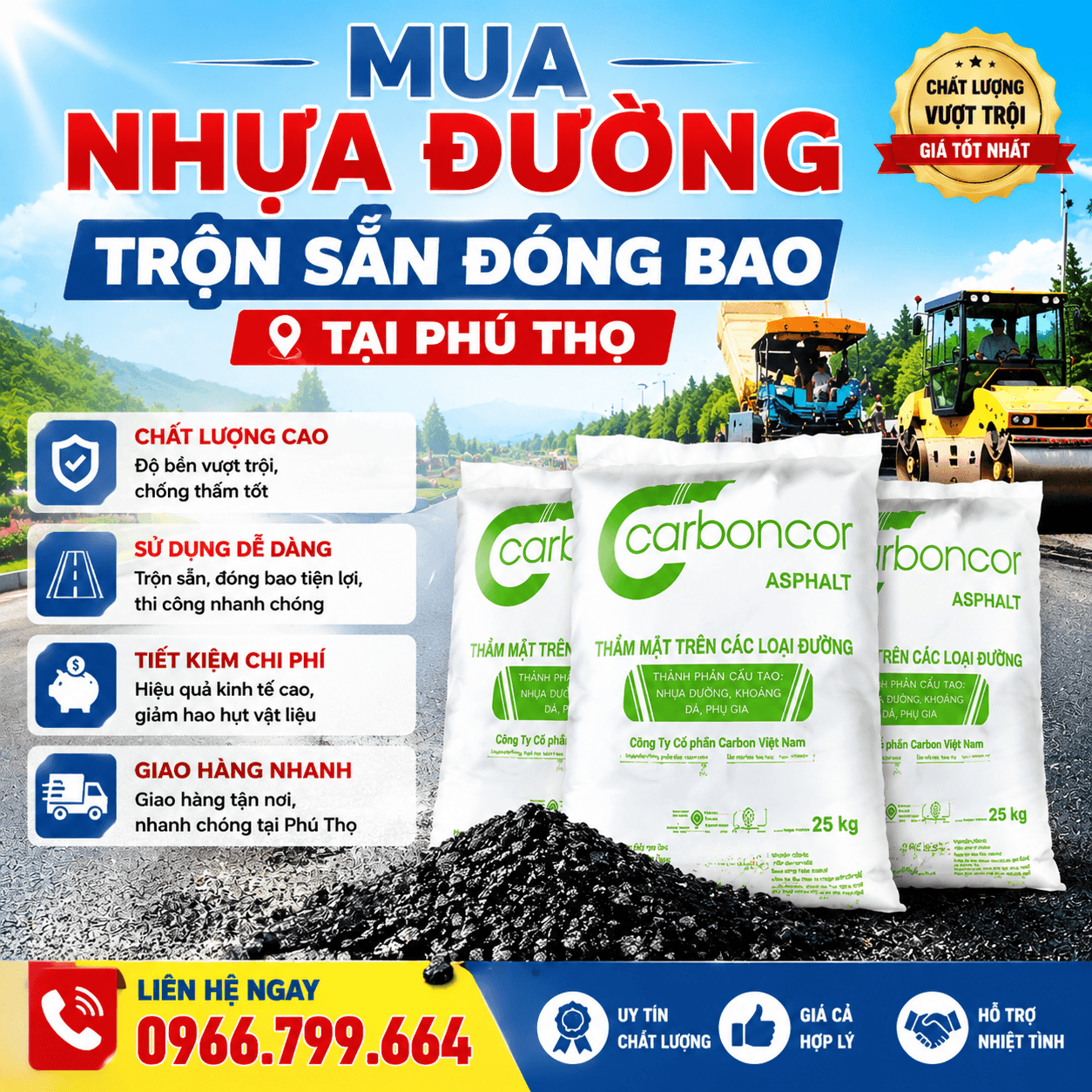 Mua Nhựa Đường Trộn Sẵn Đóng Bao