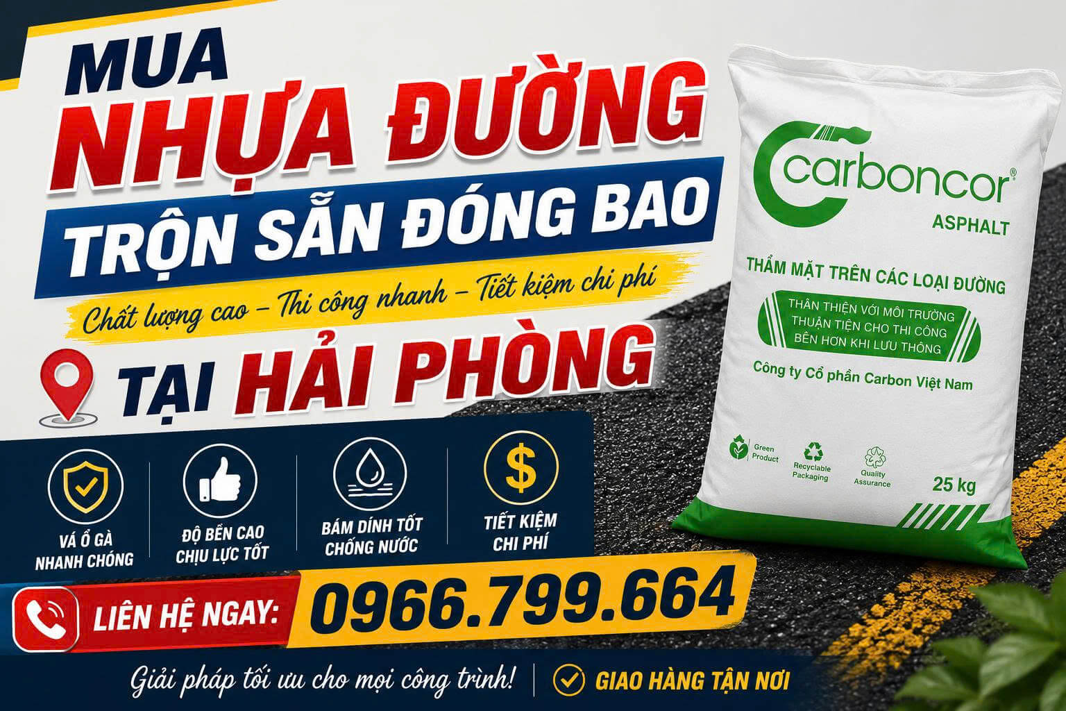 Mua Nhựa Đường Trộn Sẵn Đóng Bao Hải Phòng