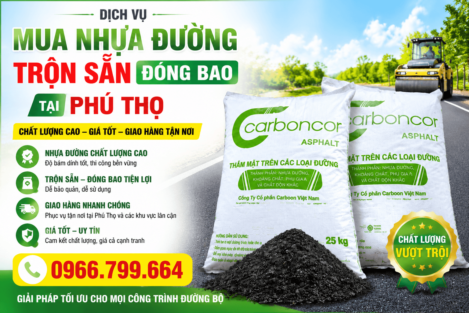 Mua Nhựa Đường Trộn Sẵn Đóng Bao Phú Thọ