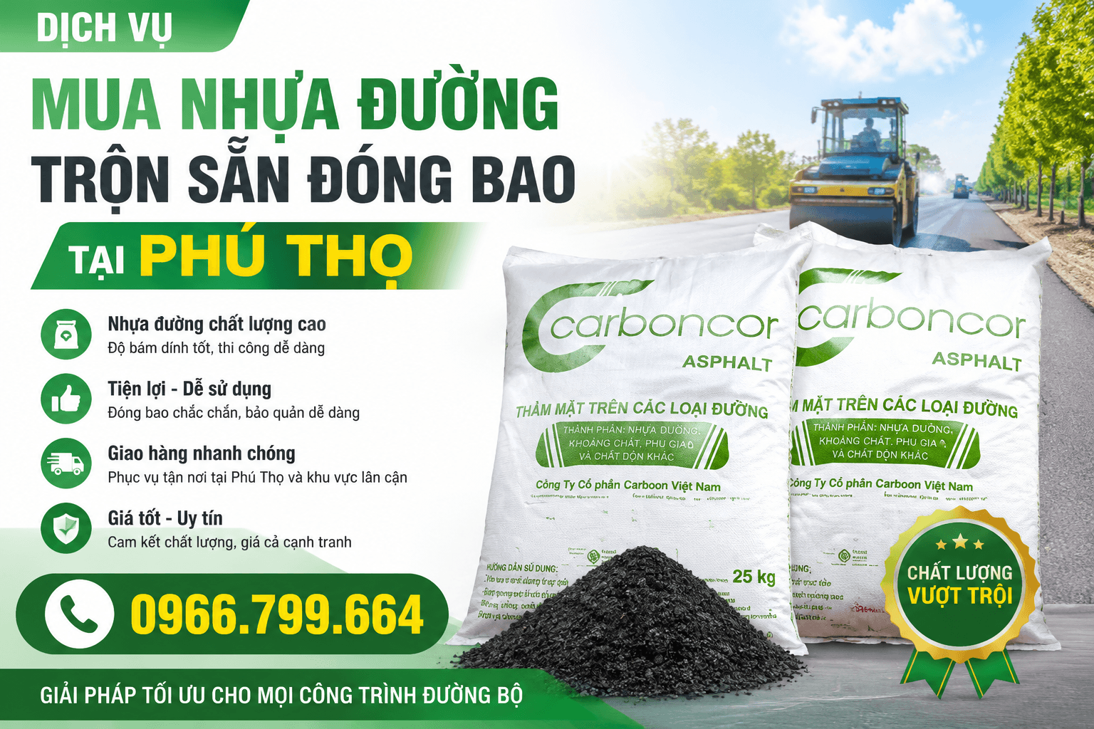 Mua Nhựa Đường Trộn Sẵn Đóng Bao Tại Phú Thọ