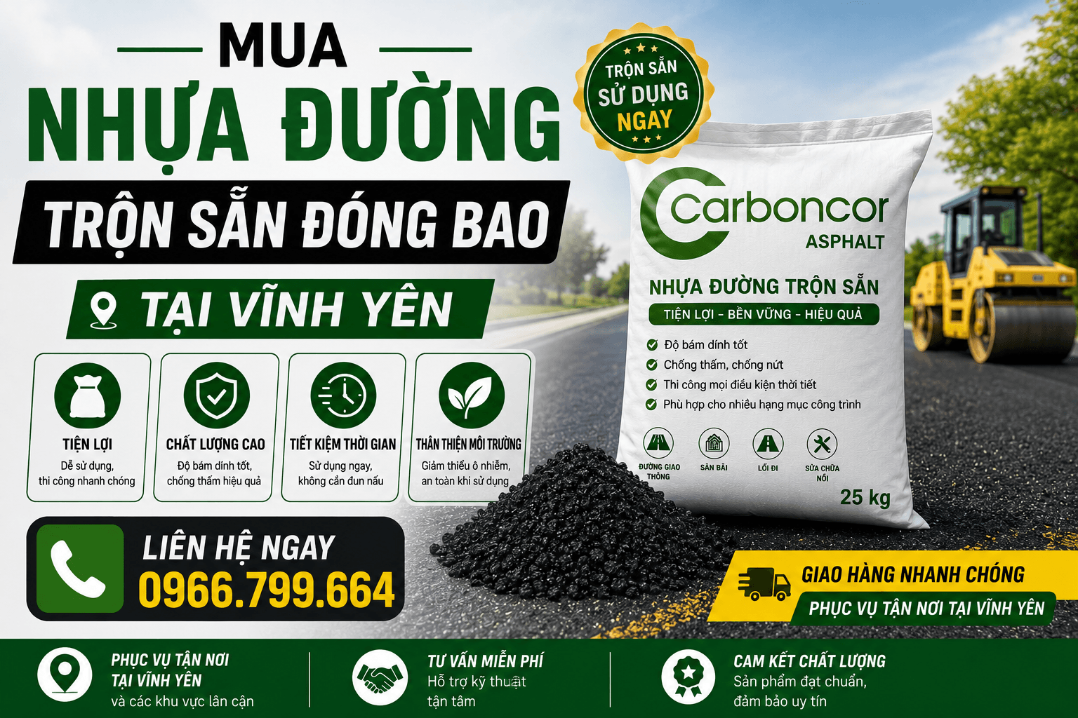 Mua Nhựa Đường Trộn Sẵn Đóng Bao Tại Vĩnh Yên