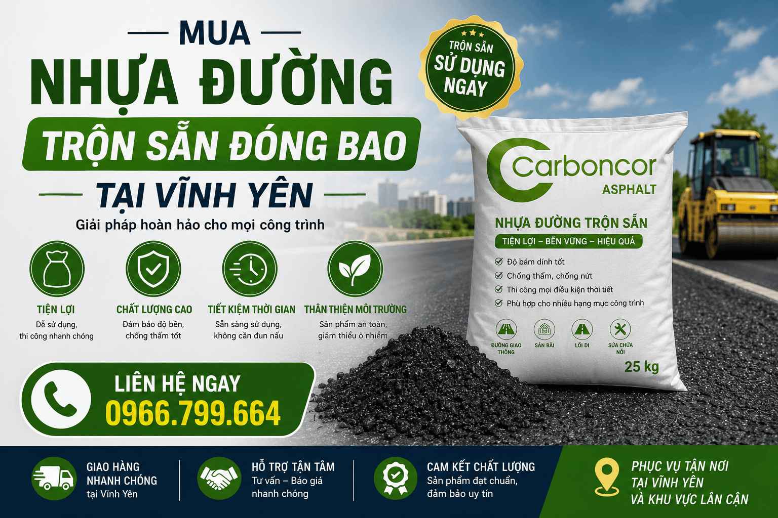 Mua Nhựa Đường Trộn Sẵn Đóng Bao Vĩnh Yên