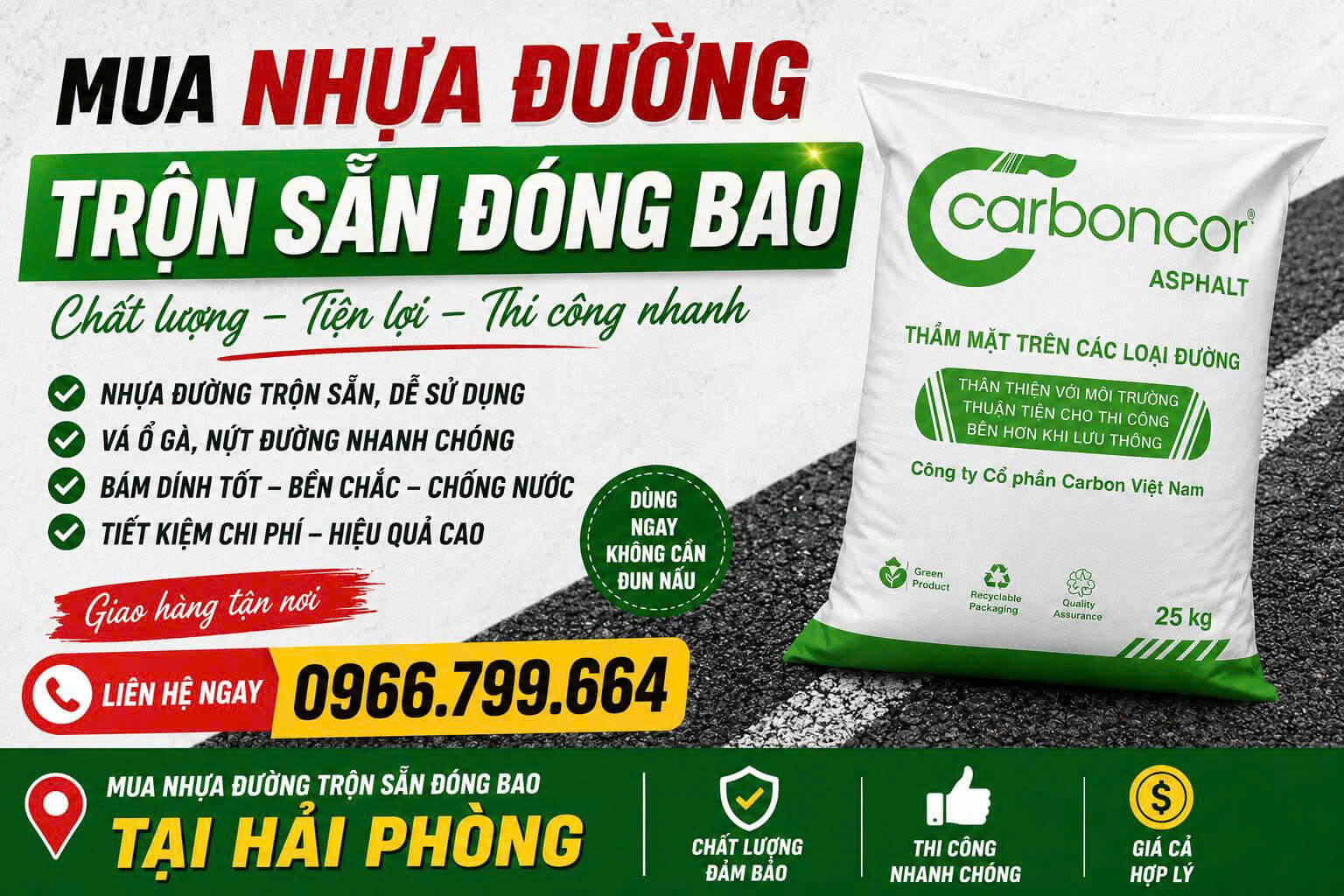 Mua Nhựa Đường Trộn Sẵn Đóng Bao ở Hải Phòng