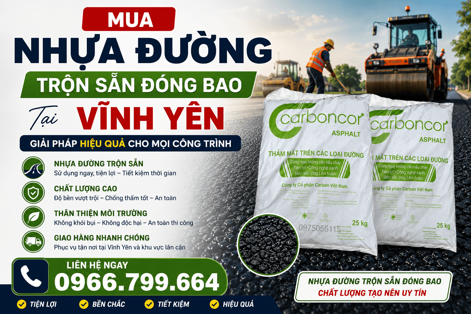 Mua Nhựa Đường Trộn Sẵn Đóng Bao ở Tại Vĩnh Yên