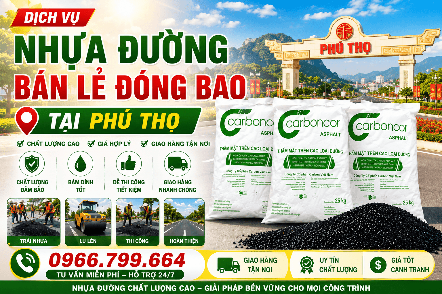 Nhựa Đường Bán Lẻ Đóng Bao Phú Thọ