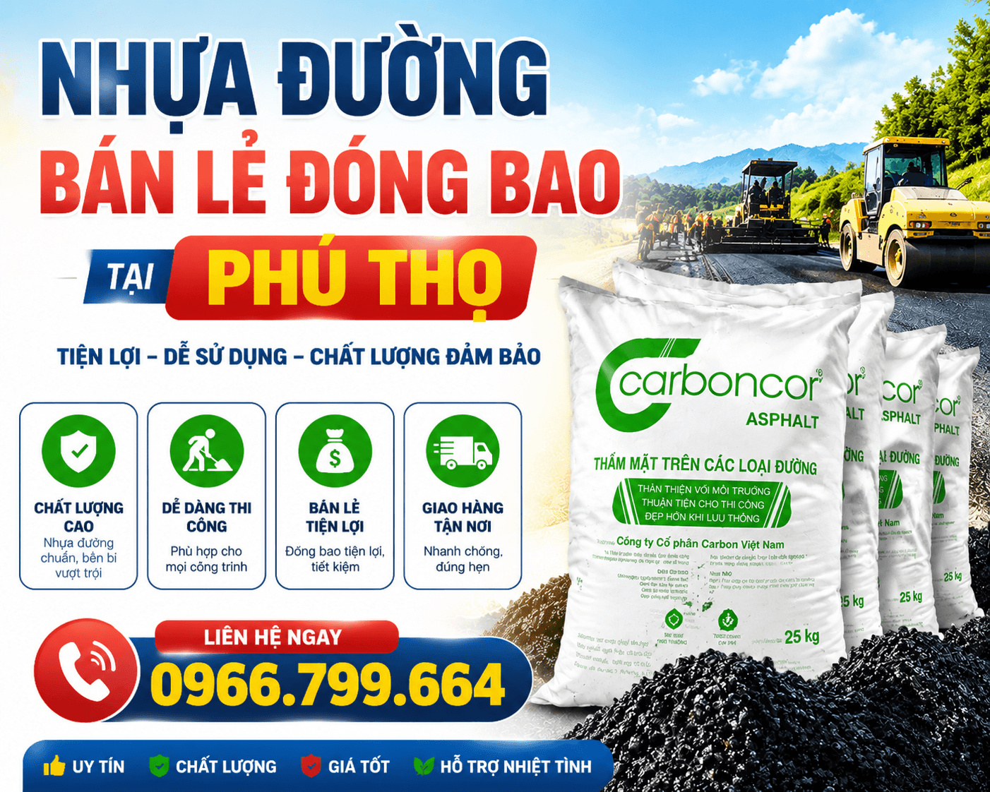 Nhựa Đường Bán Lẻ Đóng Bao Tại Phú Thọ