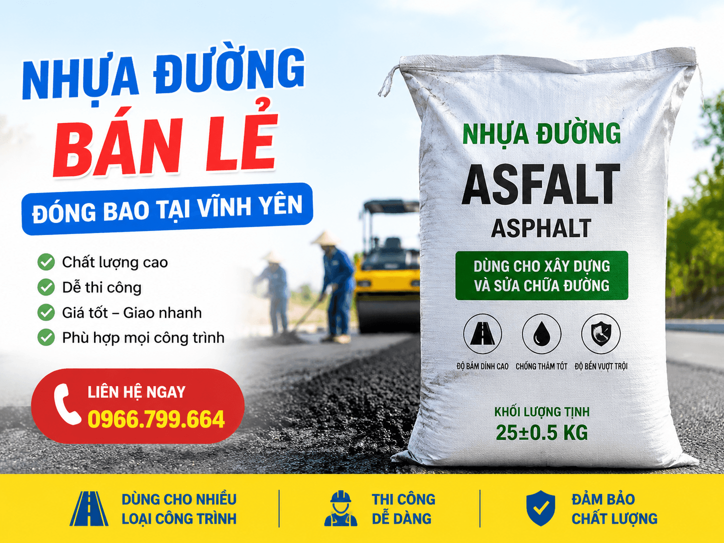 Nhựa Đường Bán Lẻ Đóng Bao Vĩnh Yên