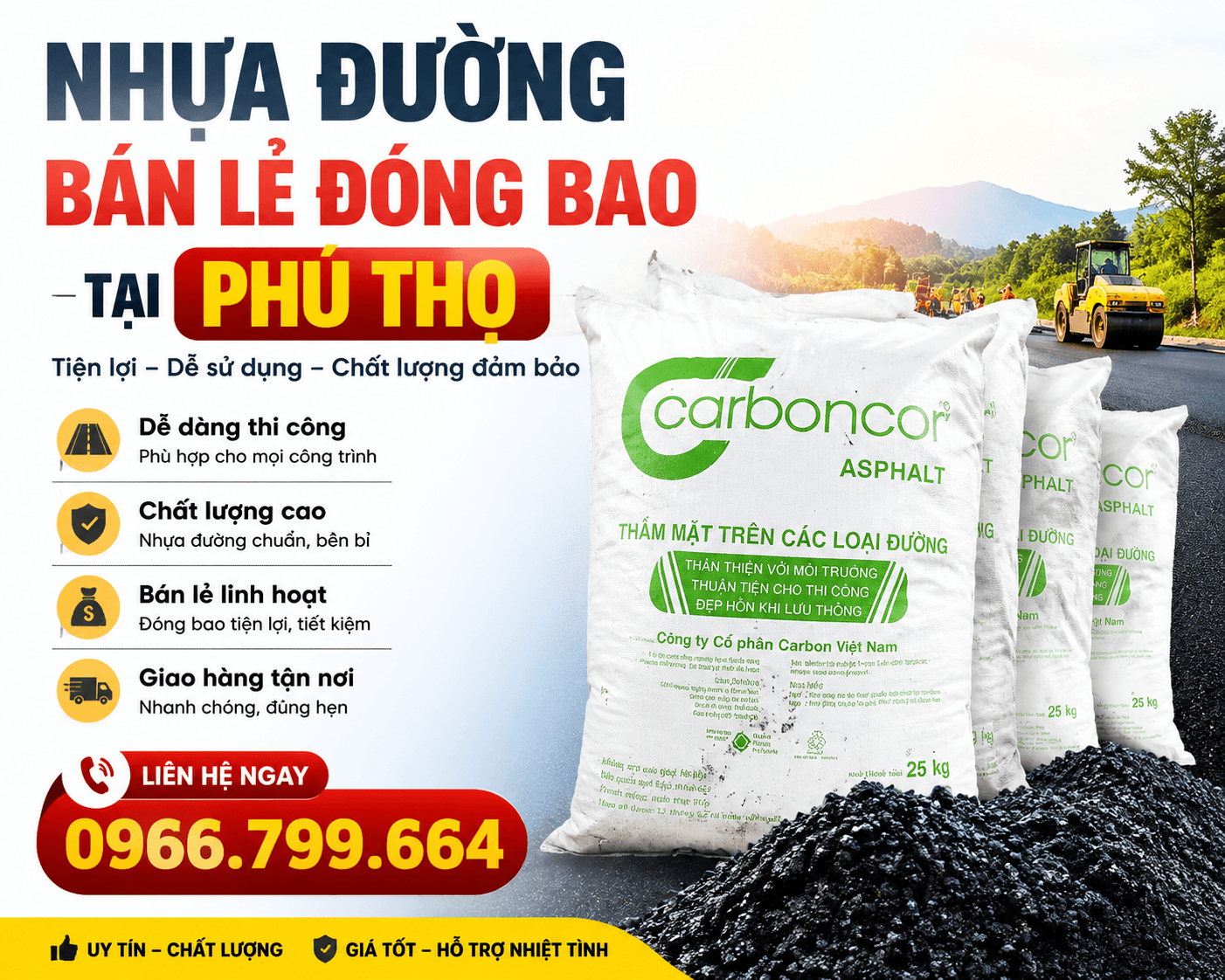 Nhựa Đường Bán Lẻ Đóng Bao ở Phú Thọ