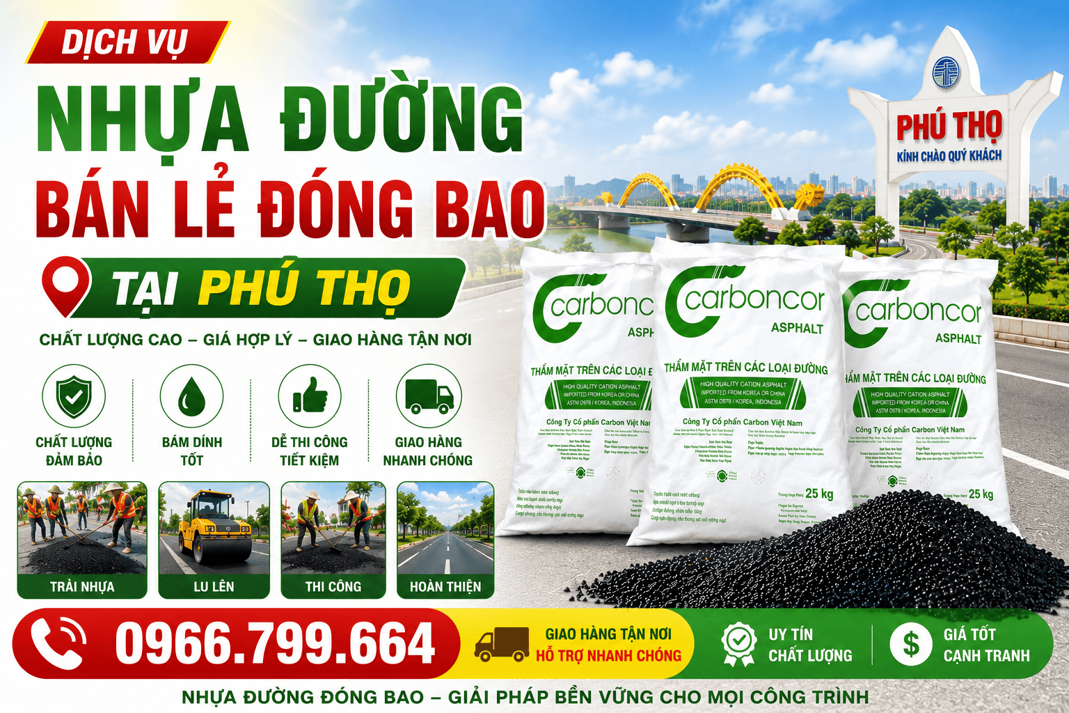 Nhựa Đường Bán Lẻ Đóng Bao ở Tại Phú Thọ