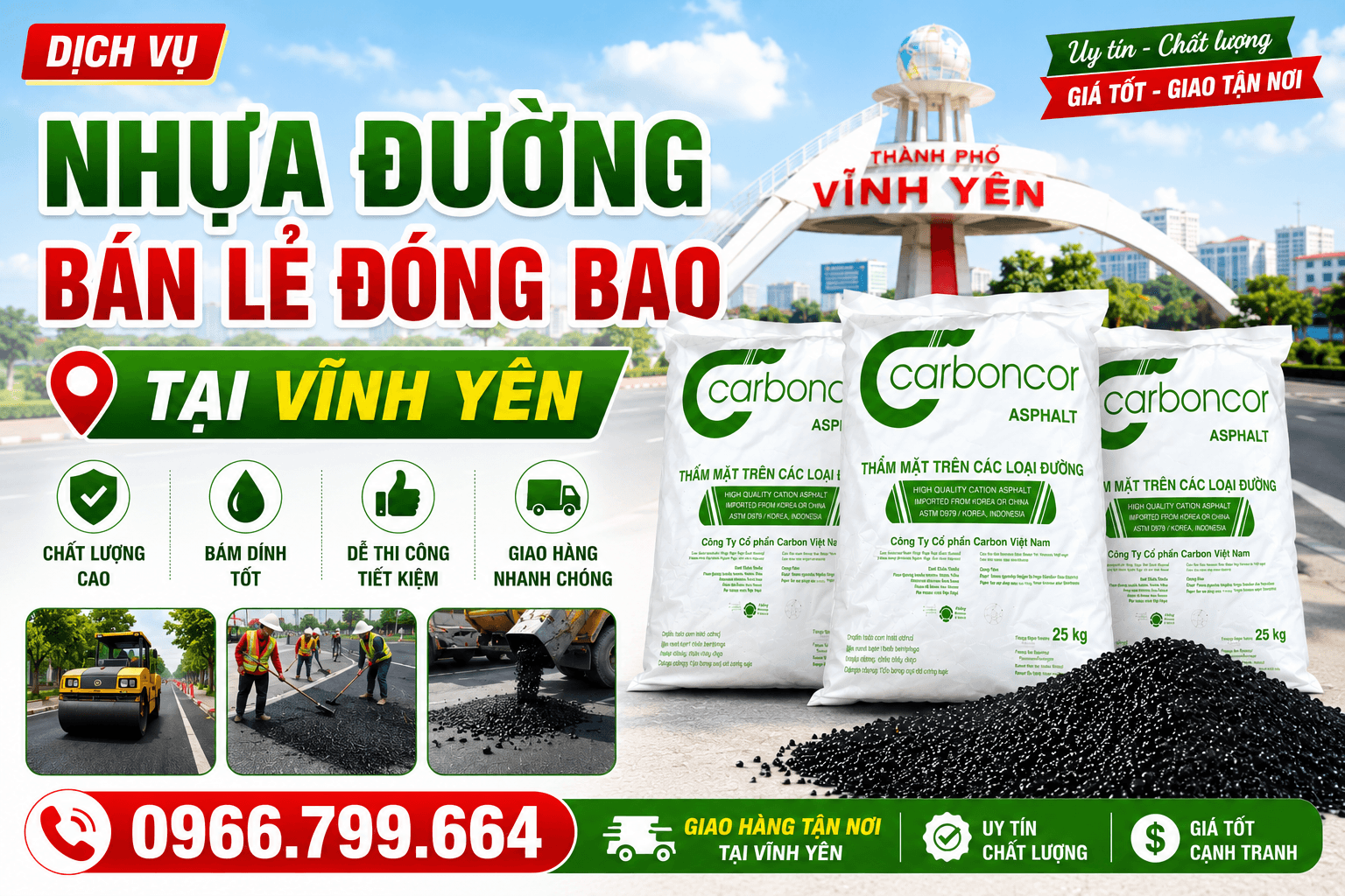 Nhựa Đường Bán Lẻ Đóng Bao ở Tại Vĩnh Yên