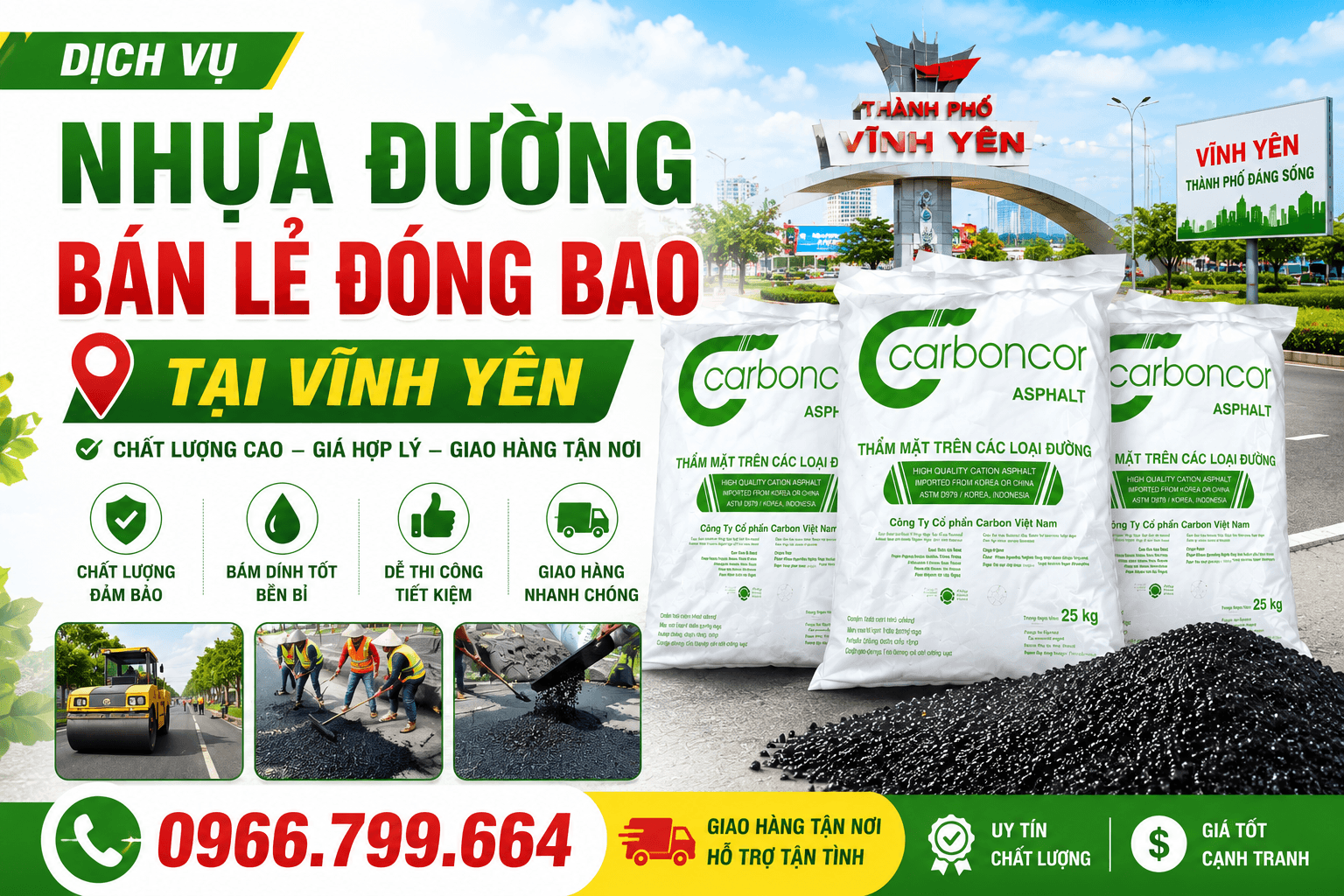 Nhựa Đường Bán Lẻ Đóng Bao ở Vĩnh Yên