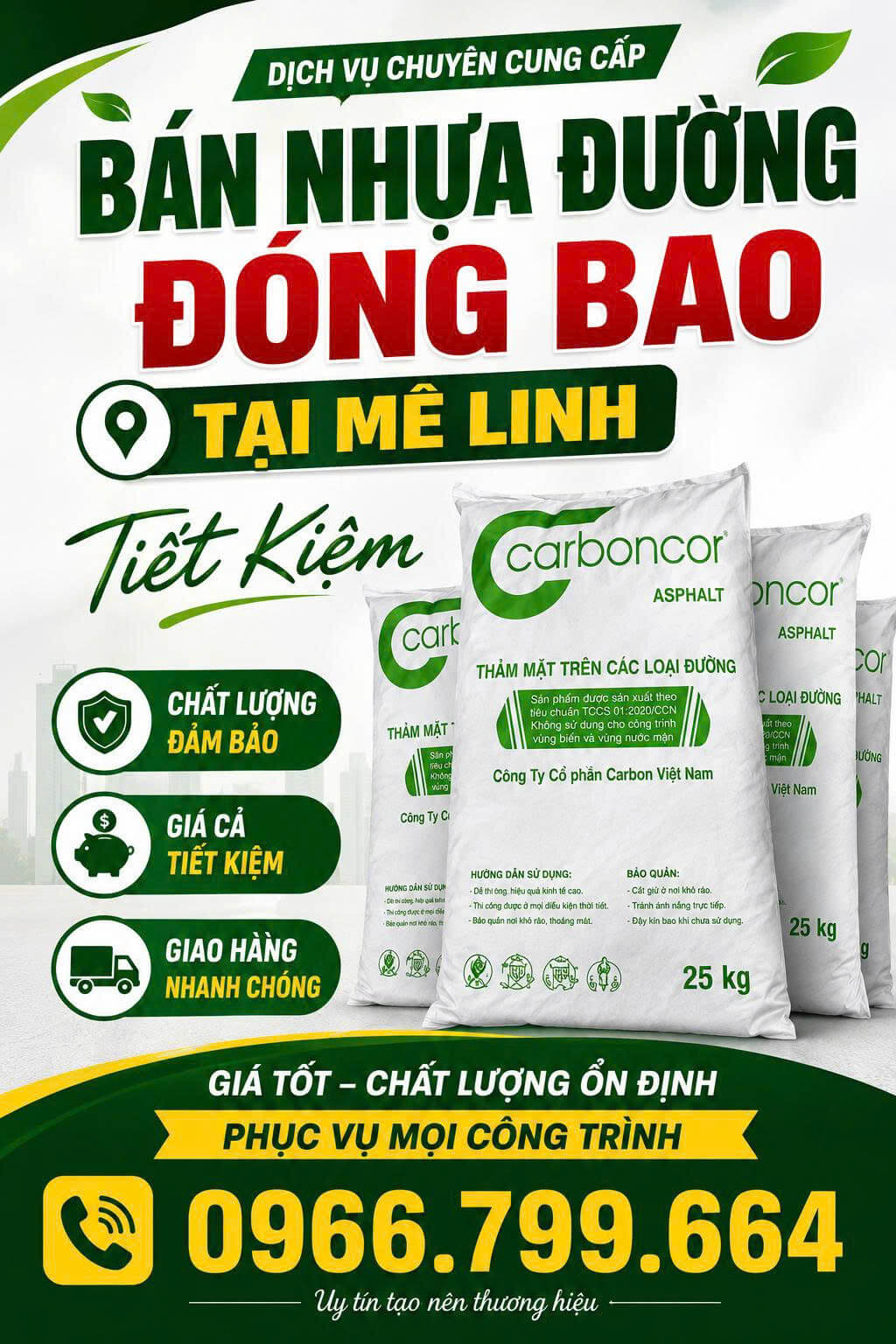 Bán Nhựa Đường Đóng Bao Tại Mê Linh