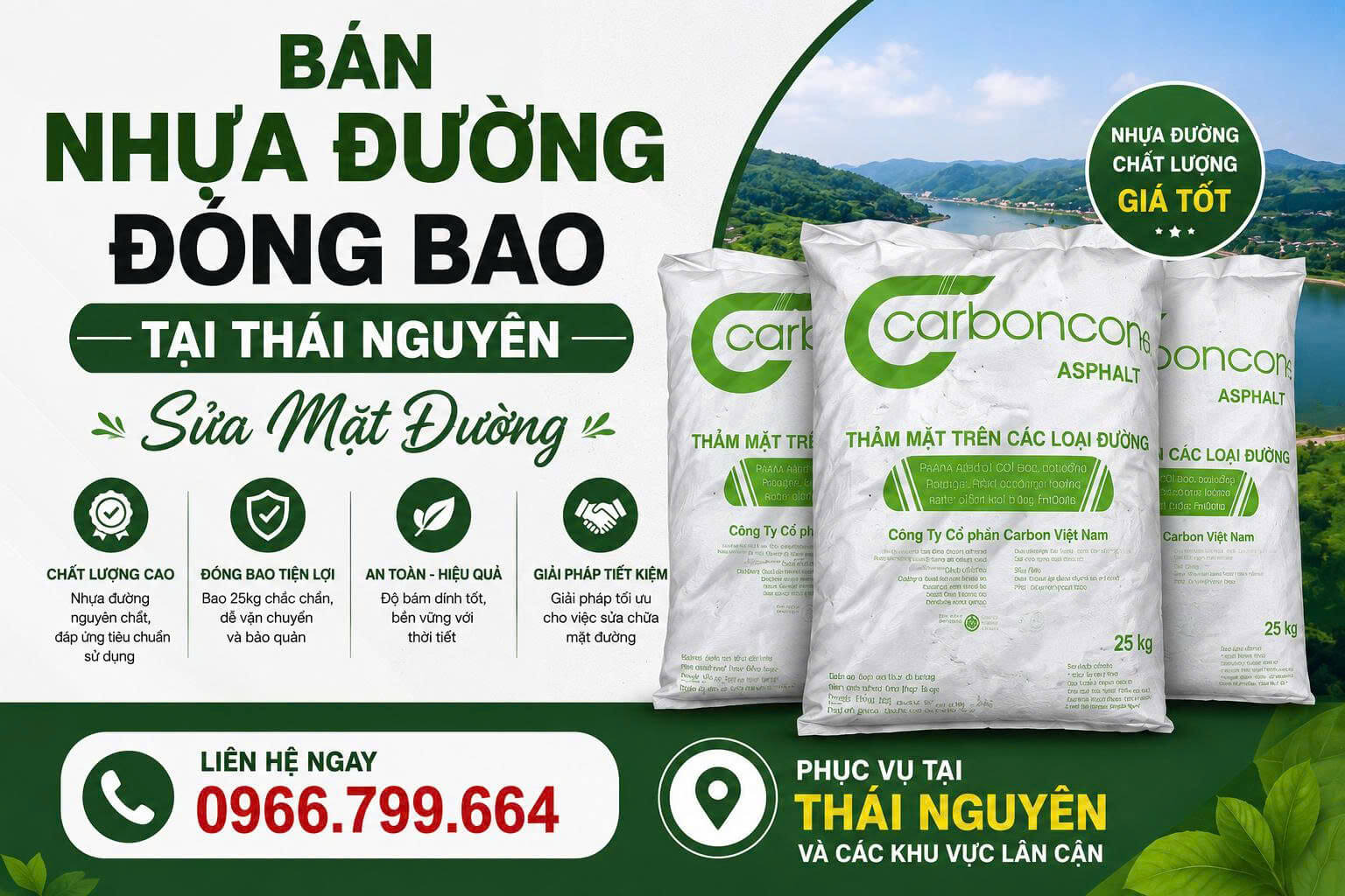 Bán Nhựa Đường Đóng Bao Thái Nguyên
