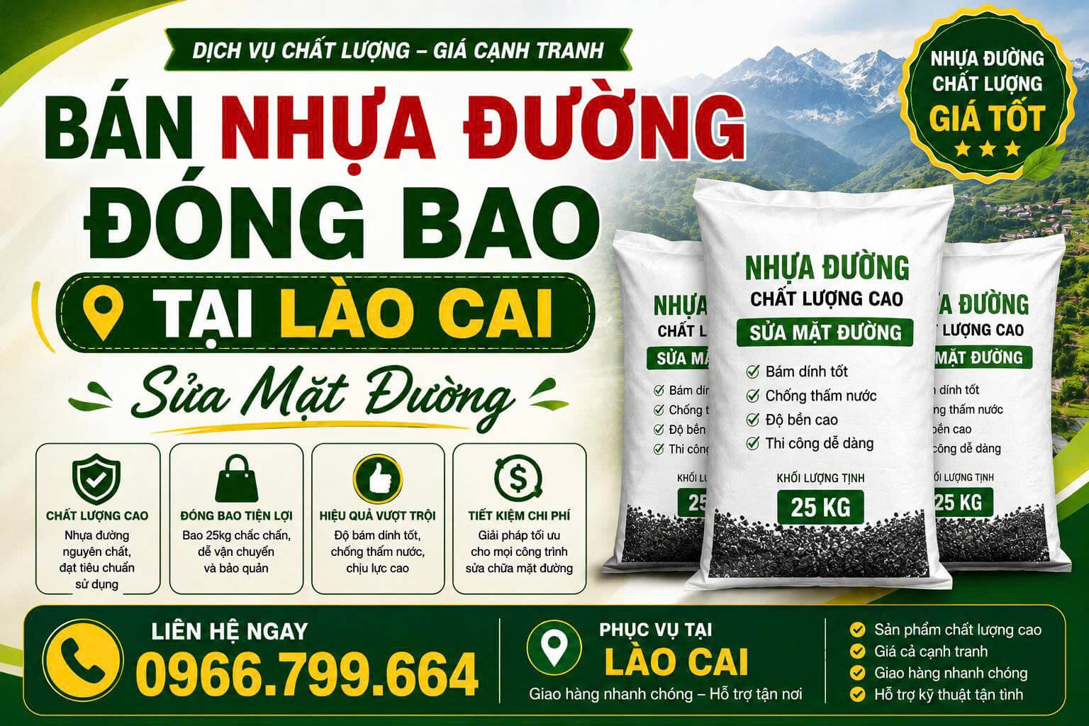 Bán Nhựa Đường Đóng Bao ở Lào Cai