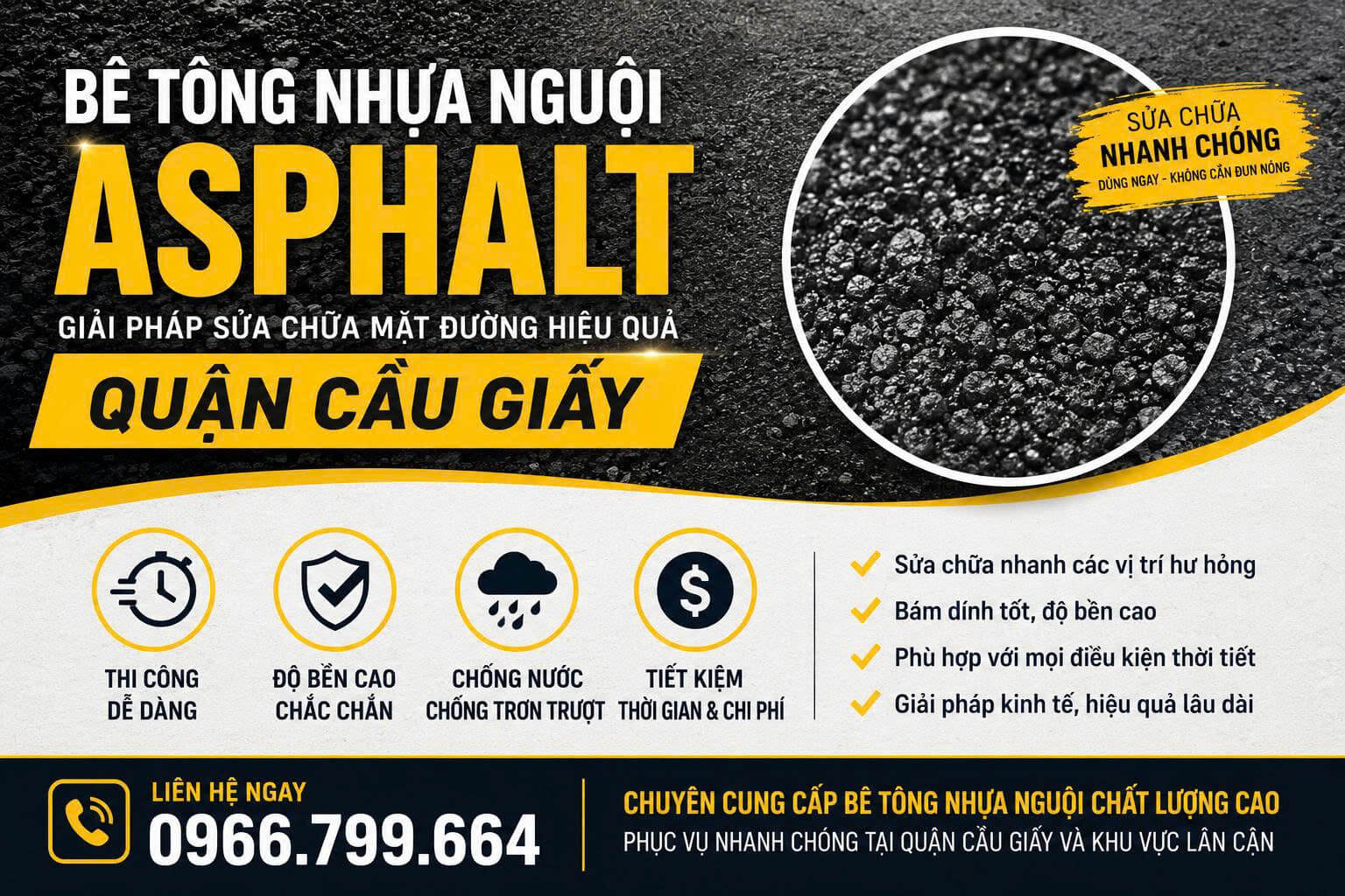 Bê Tông Nhựa Nguội Asphalt Quận Cầu Giấy