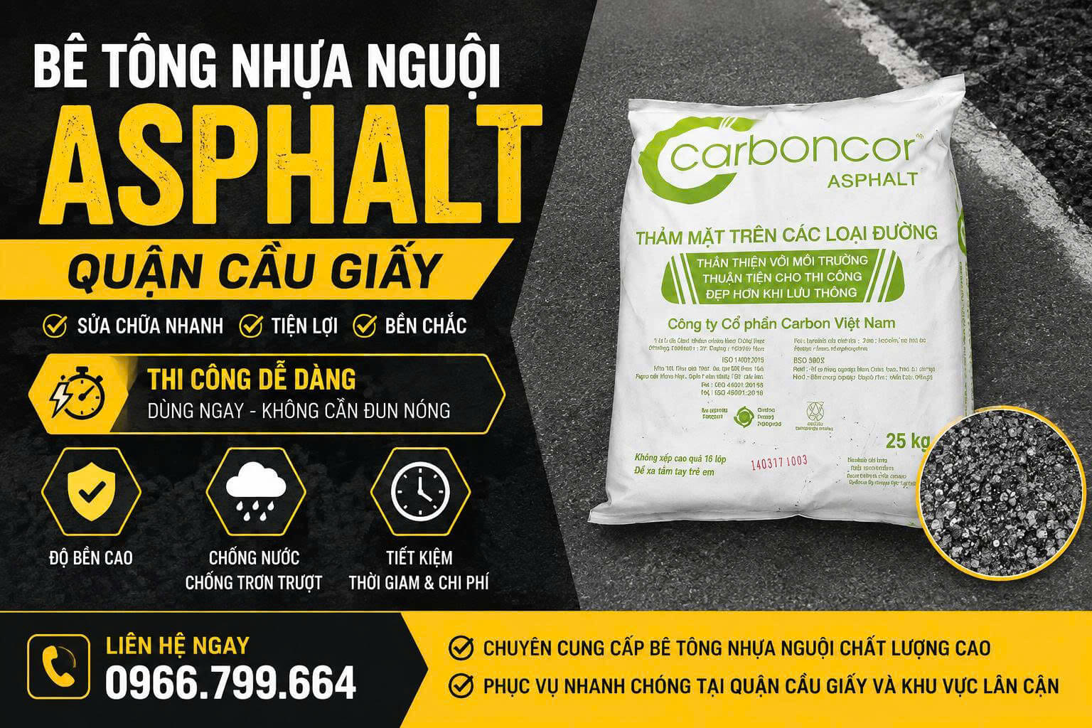 Bê Tông Nhựa Nguội Asphalt Tại Cầu Giấy