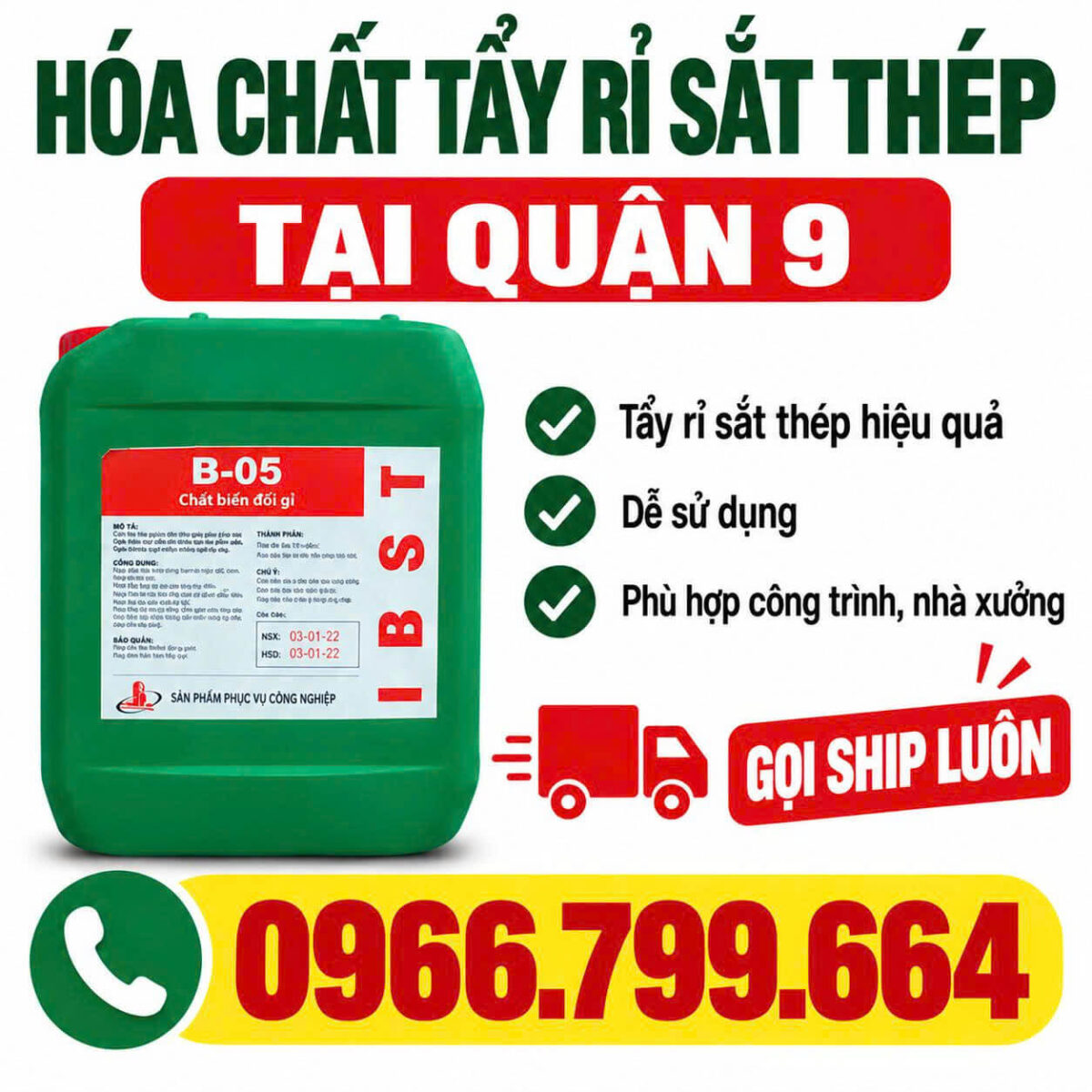 Hóa Chất Tẩy Rỉ Sắt Thép