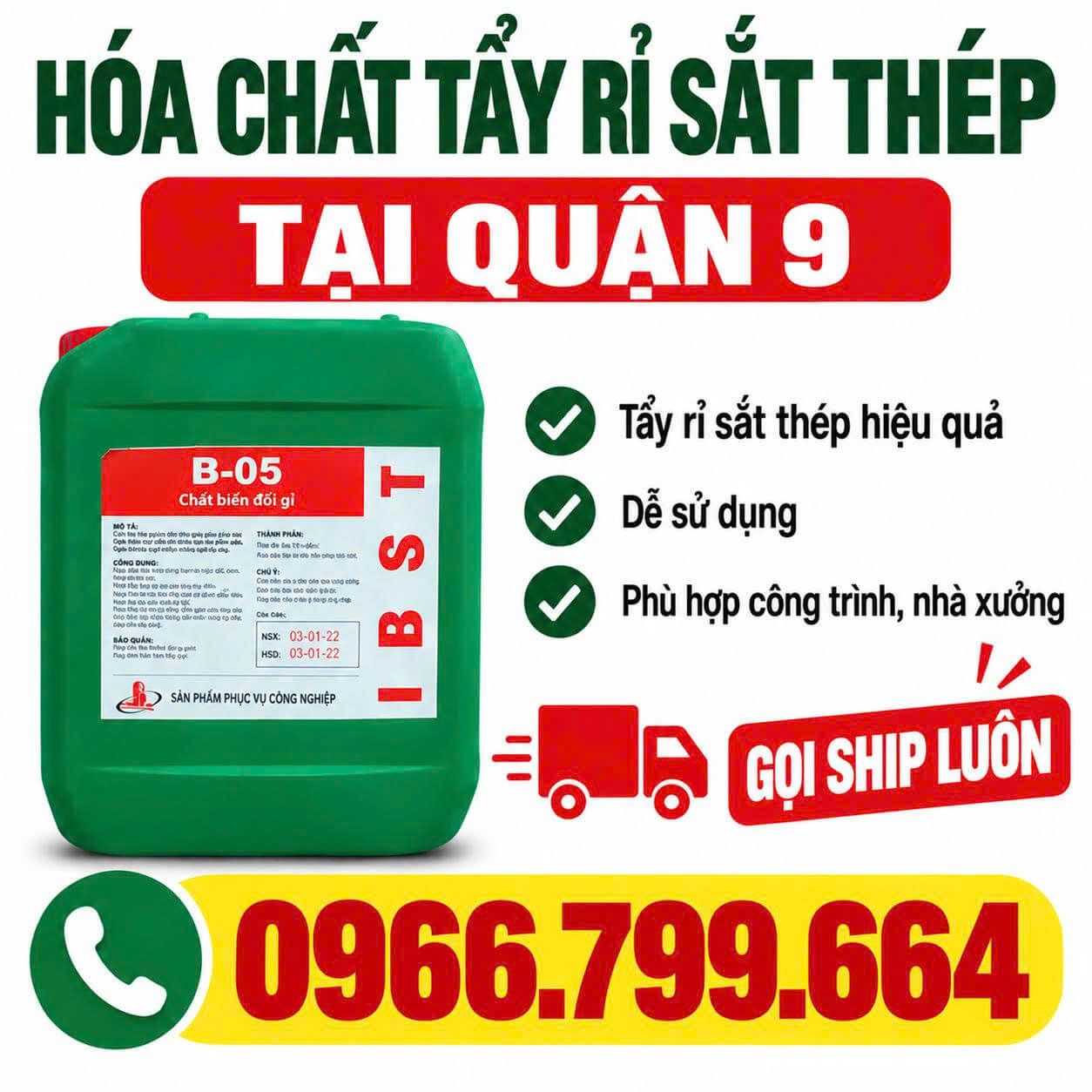 Hóa Chất Tẩy Rỉ Sắt Thép