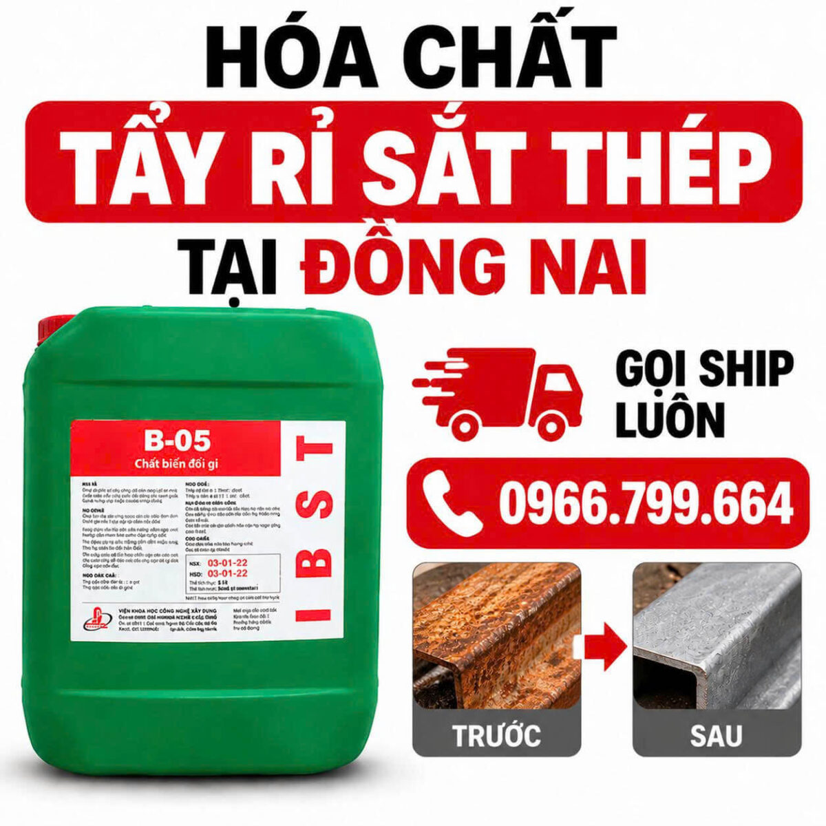 Hóa Chất Tẩy Rỉ Sắt Thép