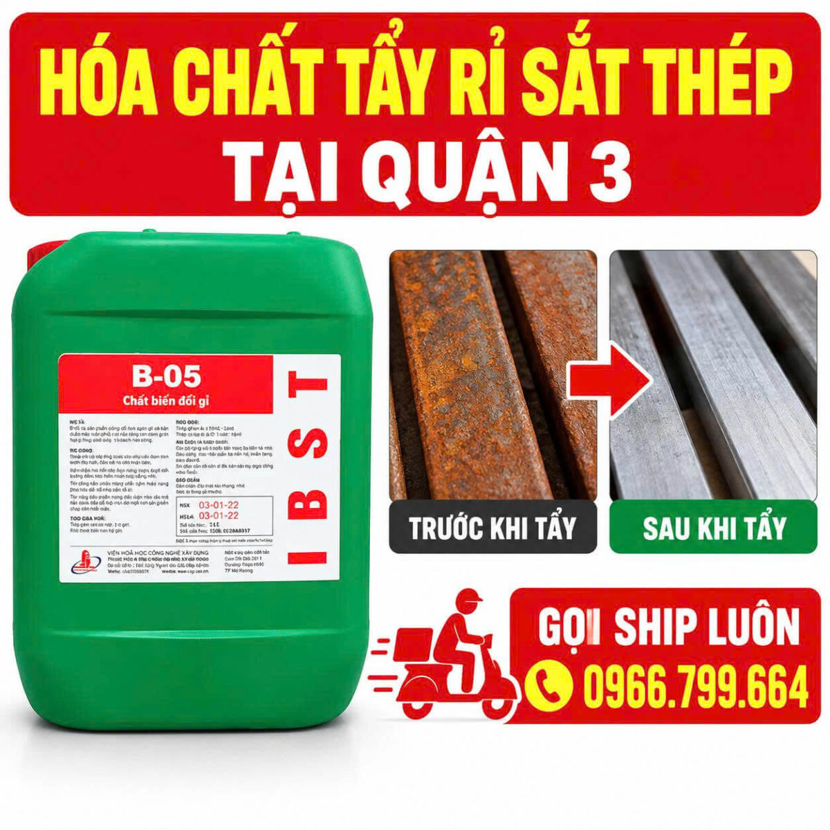 Hóa Chất Tẩy Rỉ Sắt Thép