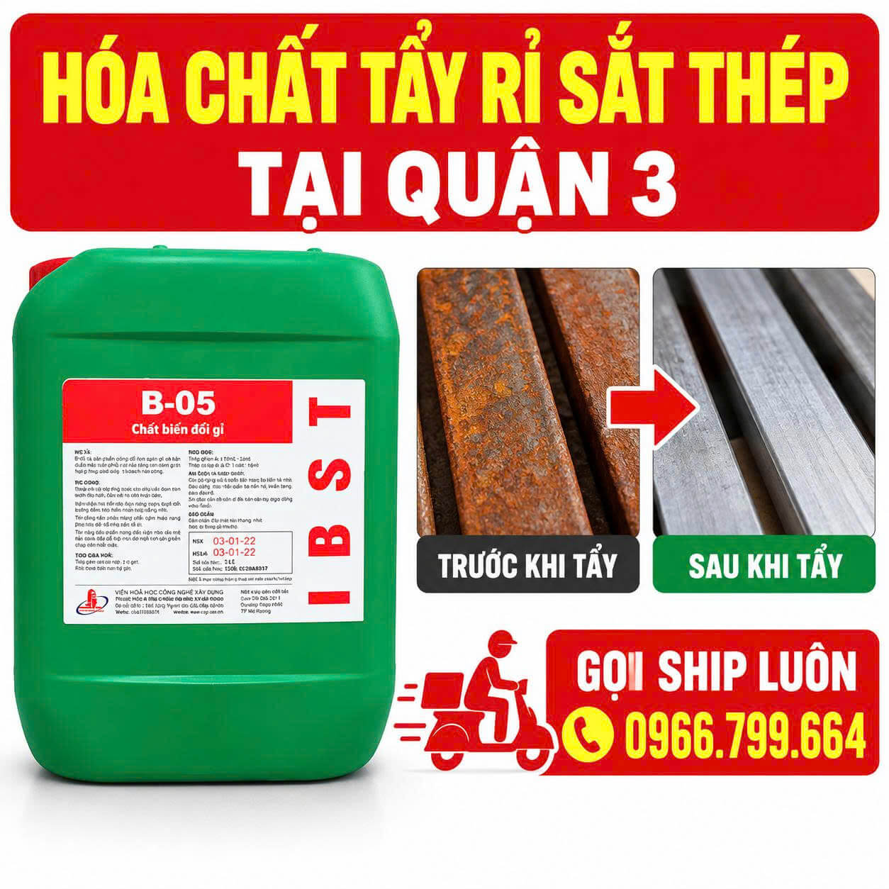 Hóa Chất Tẩy Rỉ Sắt Thép