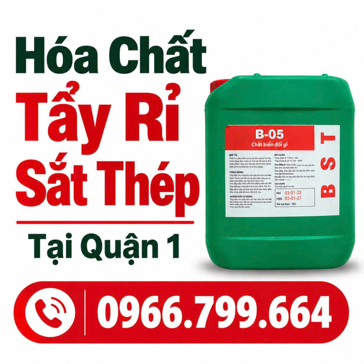 Hóa Chất Tẩy Rỉ Sắt Thép