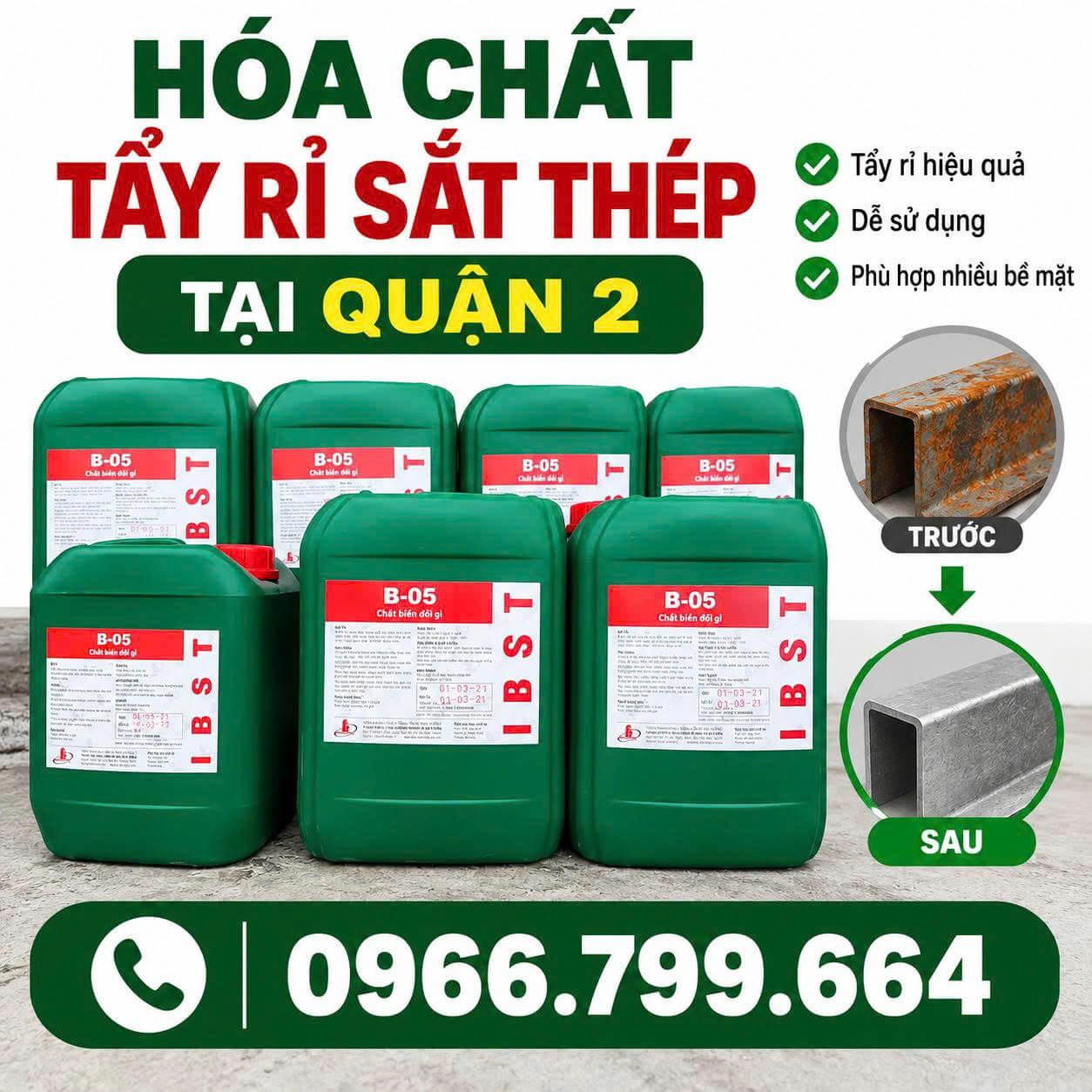 Hóa Chất Tẩy Rỉ Sắt Thép