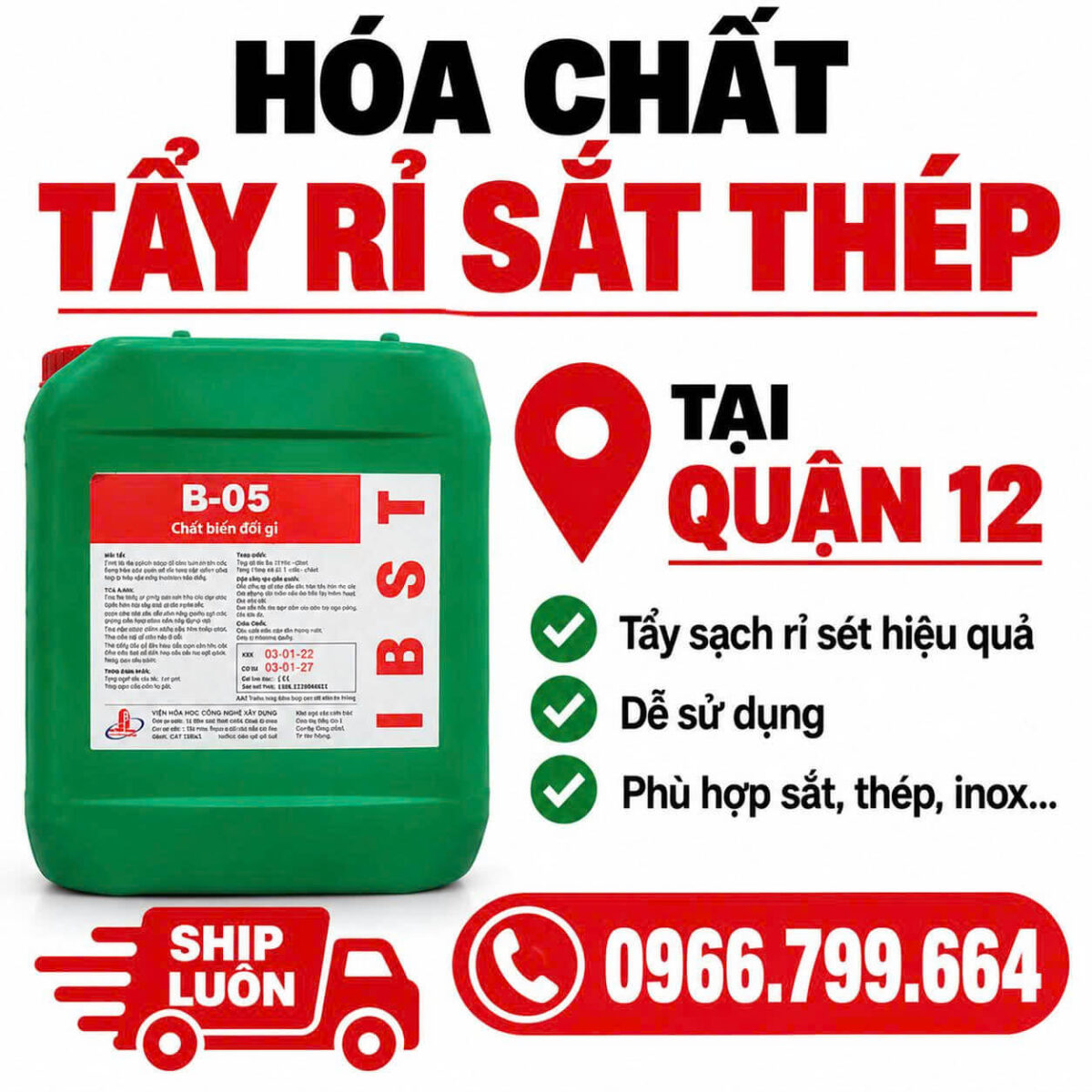 Hóa Chất Tẩy Rỉ Sắt Thép