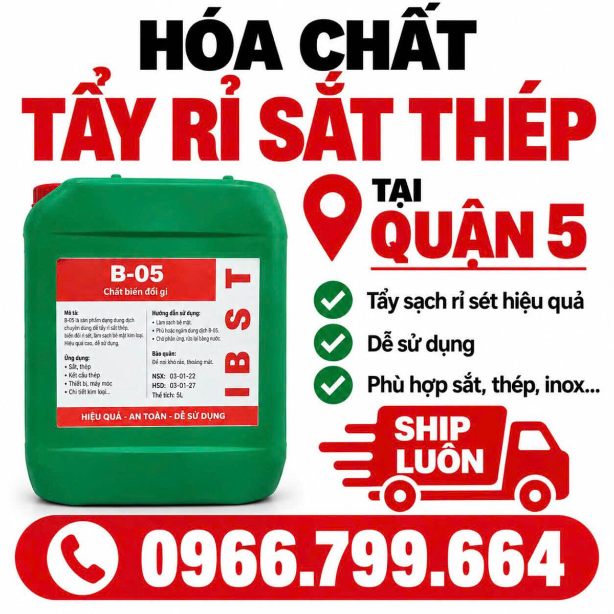 Hóa Chất Tẩy Rỉ Sắt Thép
