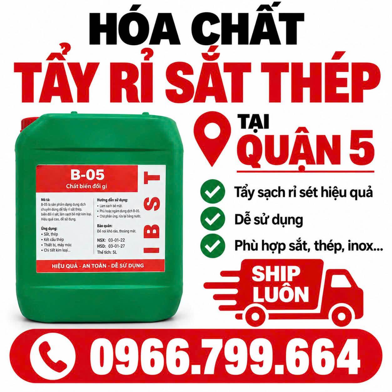 Hóa Chất Tẩy Rỉ Sắt Thép