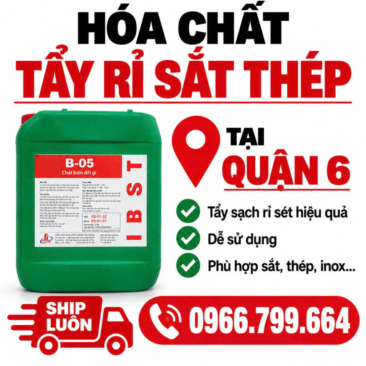 Hóa Chất Tẩy Rỉ Sắt Thép
