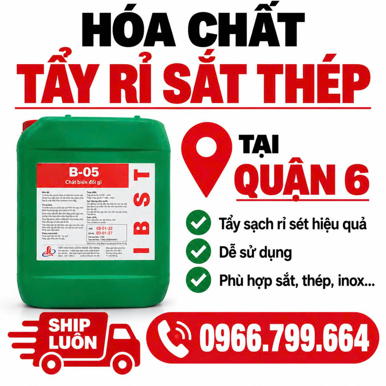 Hóa Chất Tẩy Rỉ Sắt Thép