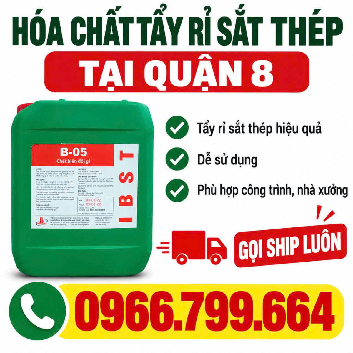 Hóa Chất Tẩy Rỉ Sắt Thép