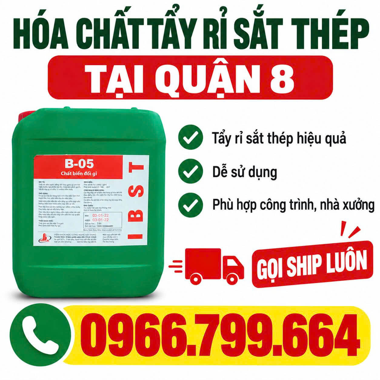 Hóa Chất Tẩy Rỉ Sắt Thép