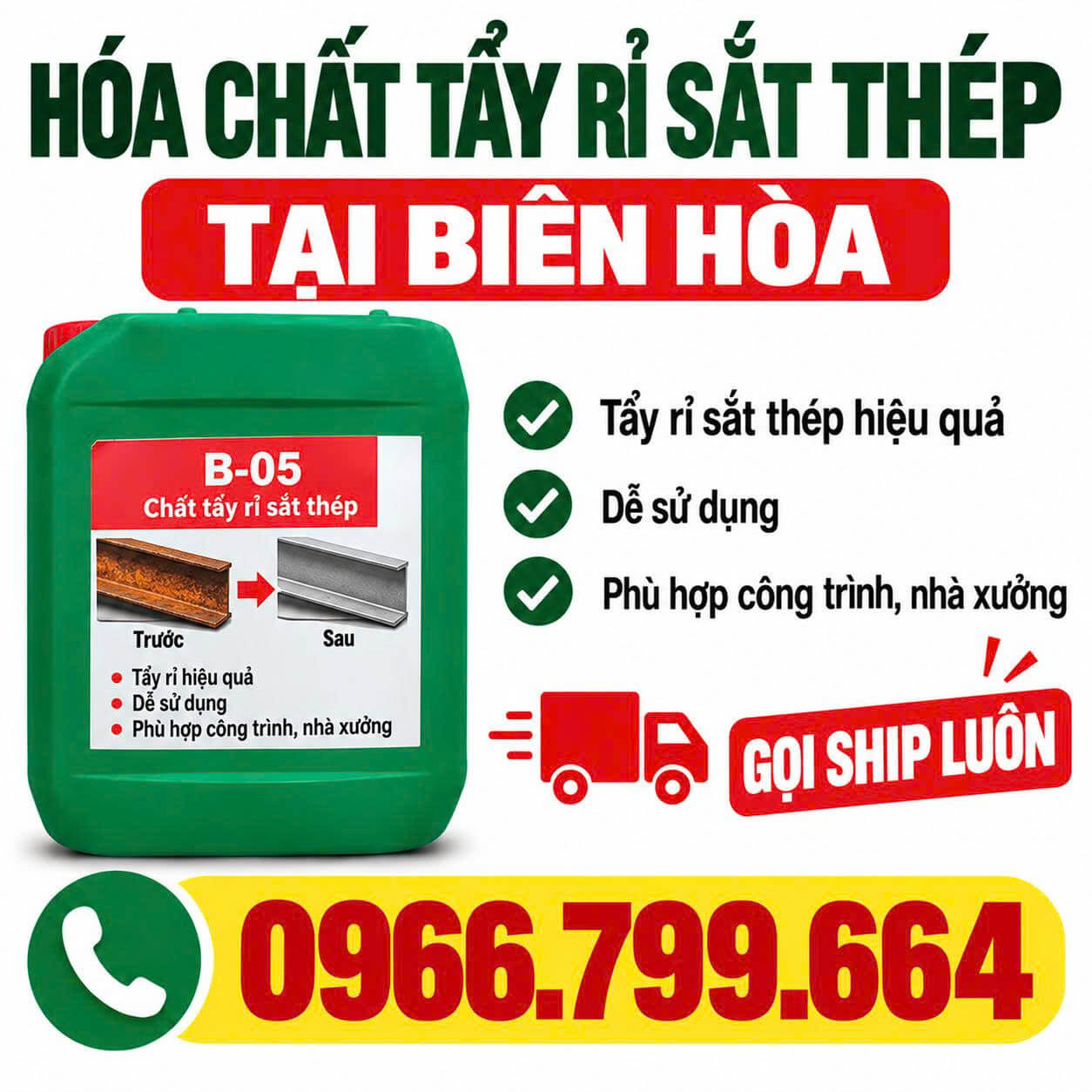 Hóa Chất Tẩy Rỉ Sắt Thép Biên Hòa