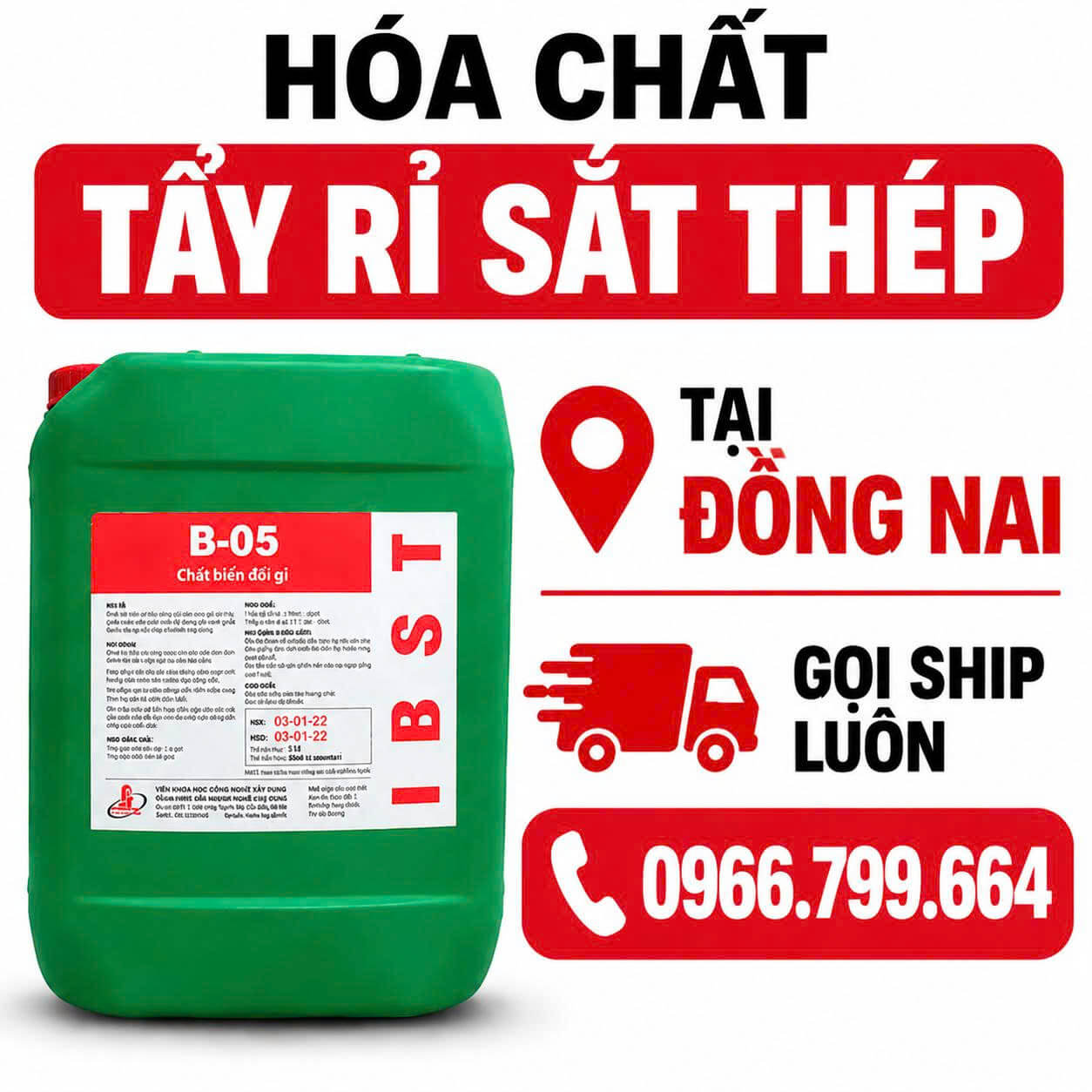 Hóa Chất Tẩy Rỉ Sắt Thép Đồng Nai