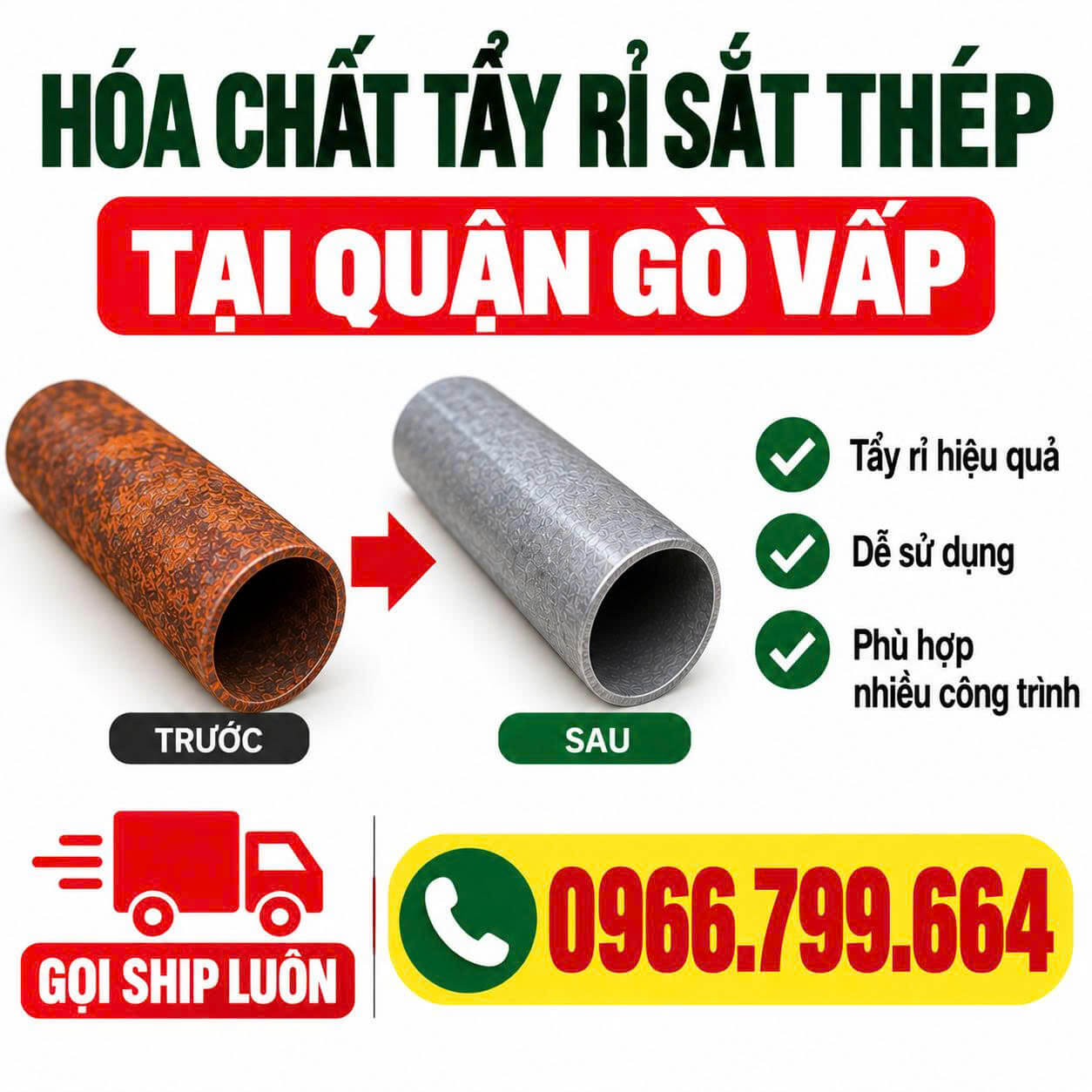 Hóa Chất Tẩy Rỉ Sắt Thép Gò Vấp