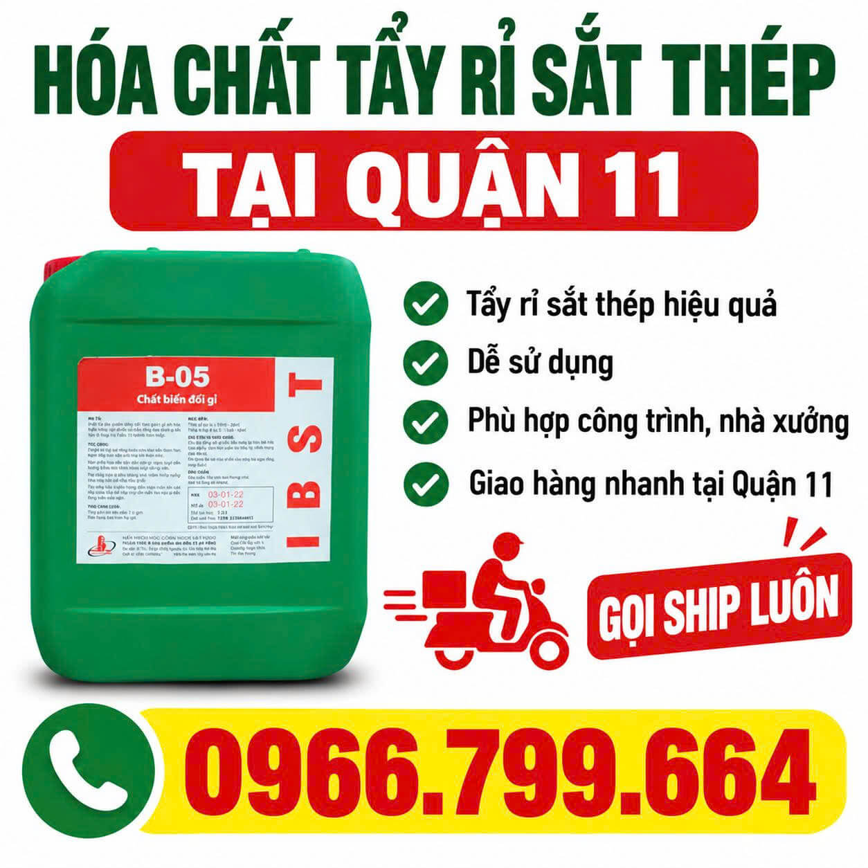 Hóa Chất Tẩy Rỉ Sắt Thép Quận 11