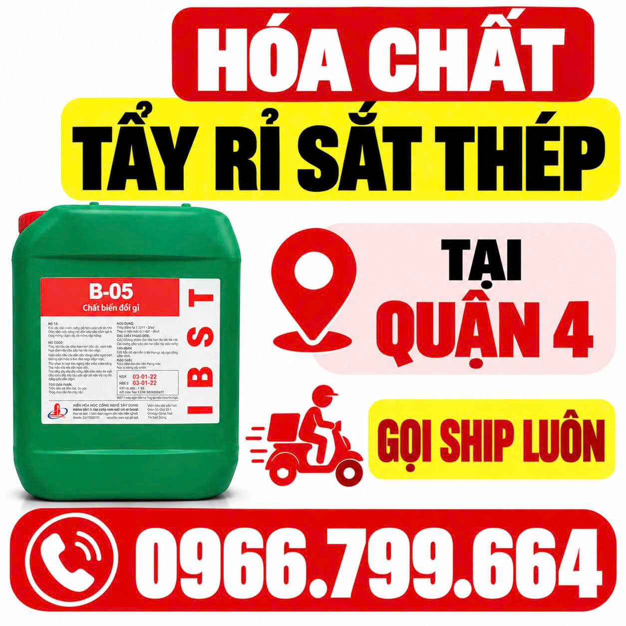 Hóa Chất Tẩy Rỉ Sắt Thép Quận 4