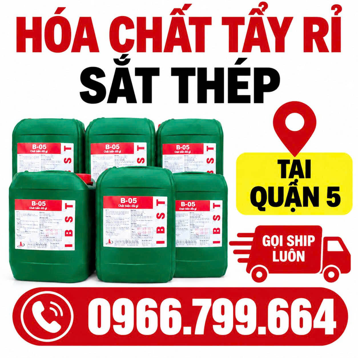Hóa Chất Tẩy Rỉ Sắt Thép Quận 5