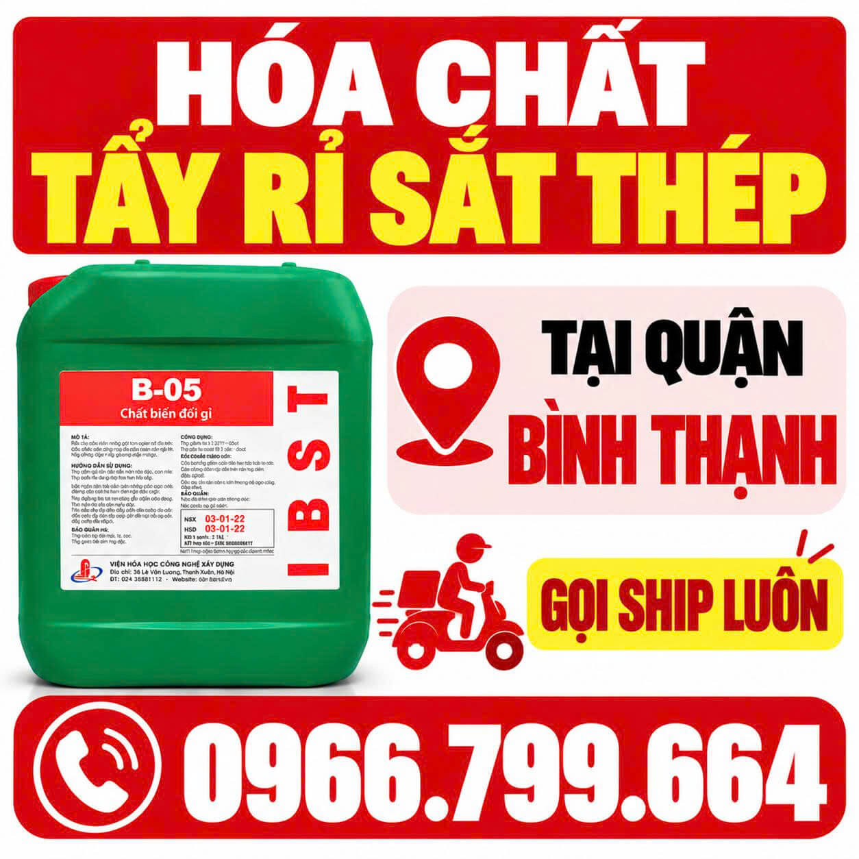 Hóa Chất Tẩy Rỉ Sắt Thép Quận Bình Thạnh