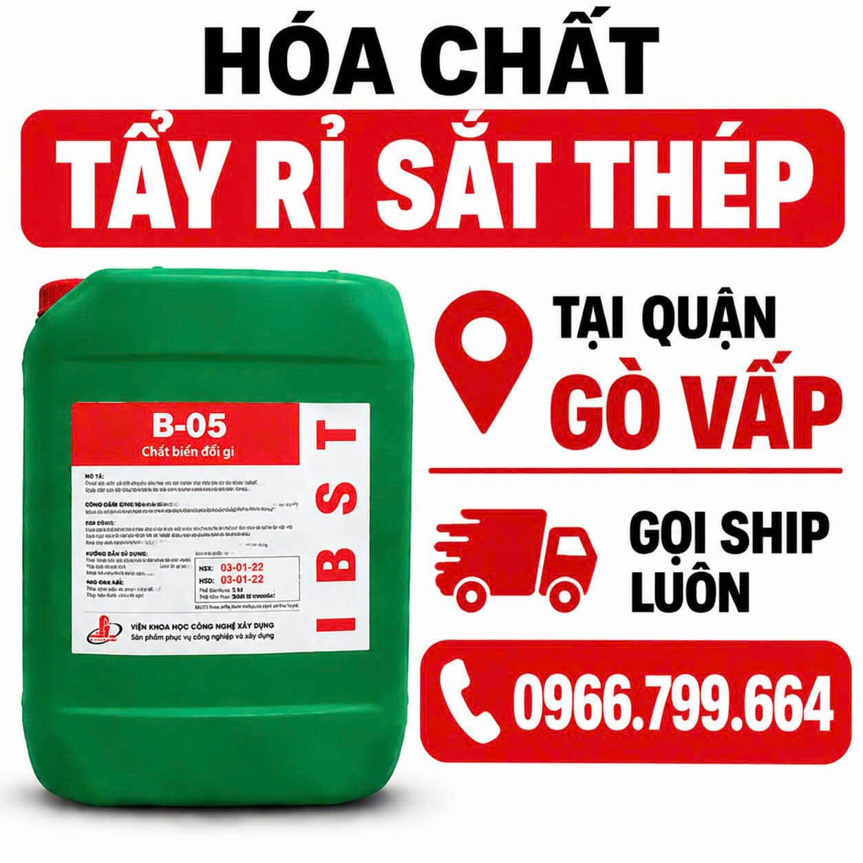 Hóa Chất Tẩy Rỉ Sắt Thép Quận Gò Vấp