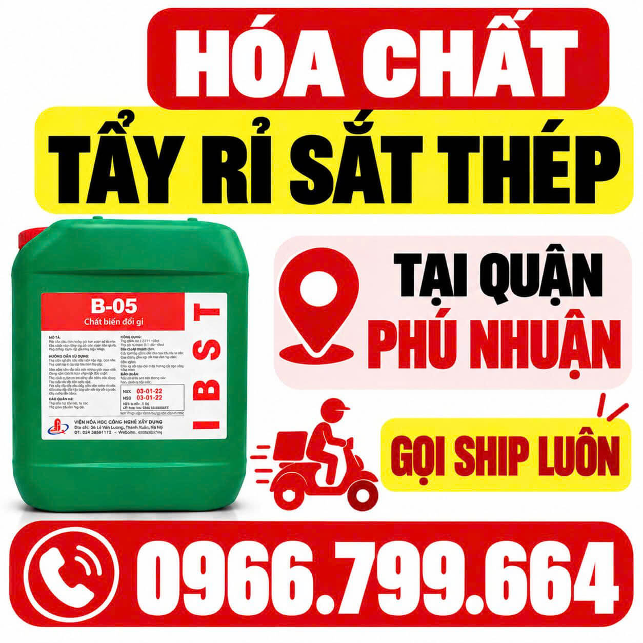 Hóa Chất Tẩy Rỉ Sắt Thép Quận Phú Nhuận