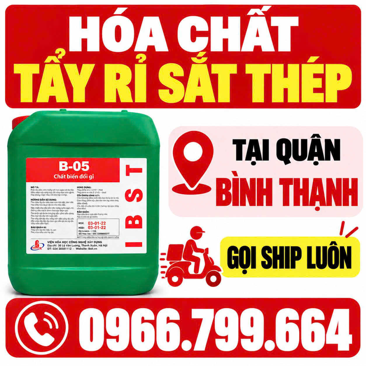 Hóa Chất Tẩy Rỉ Sắt Thép Tại Bình Thạnh