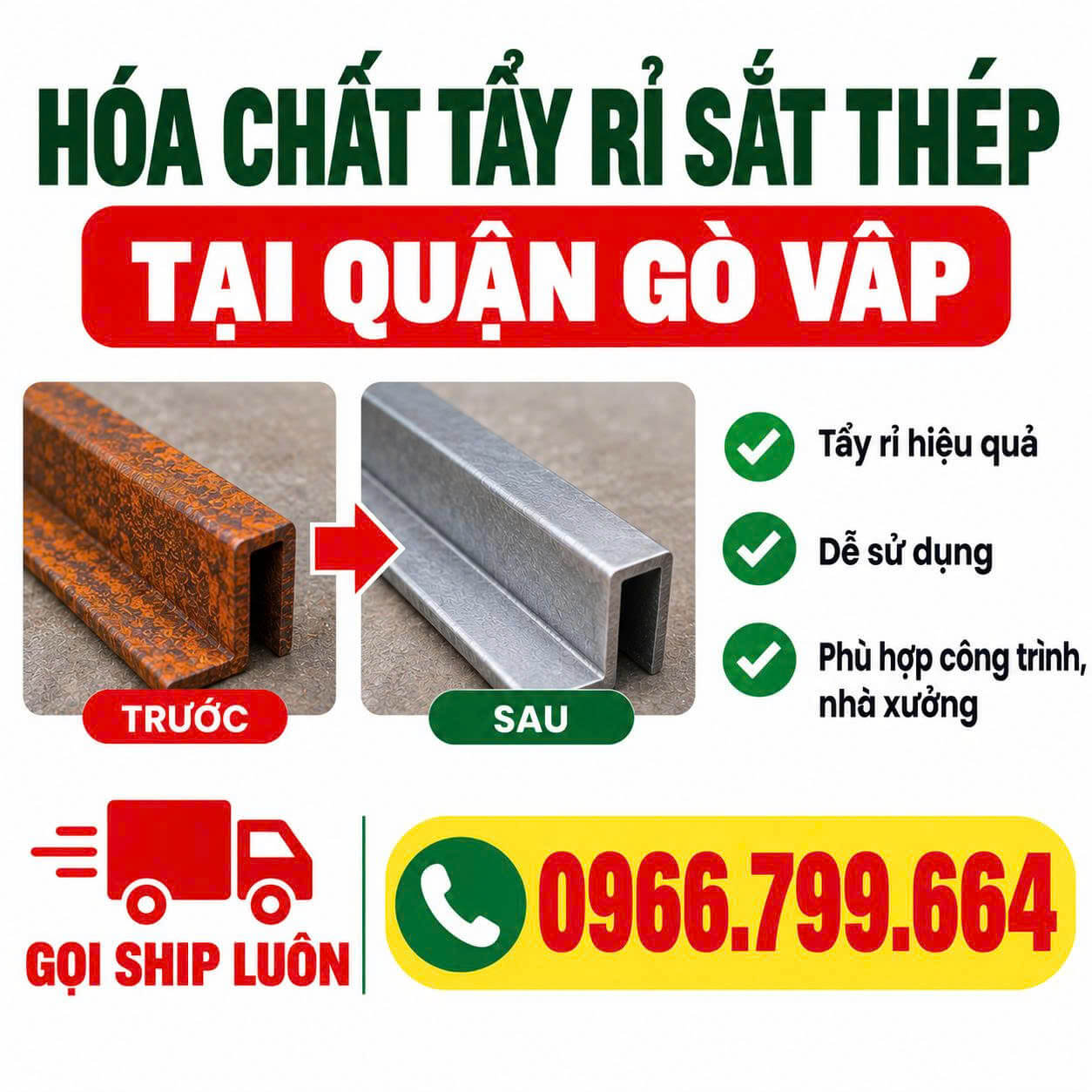 Hóa Chất Tẩy Rỉ Sắt Thép Tại Gò Vấp